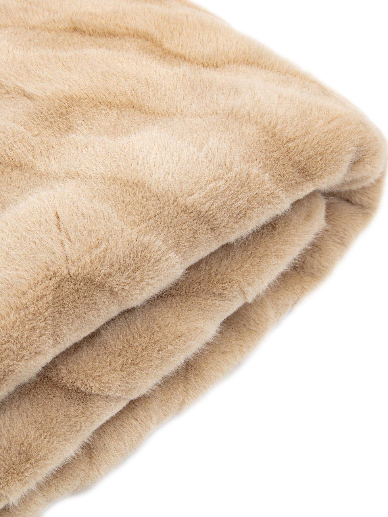 Image 5 of 6 of Gallery Direct Chevron Rabbit Faux Fur Throw Mink 130x170cm