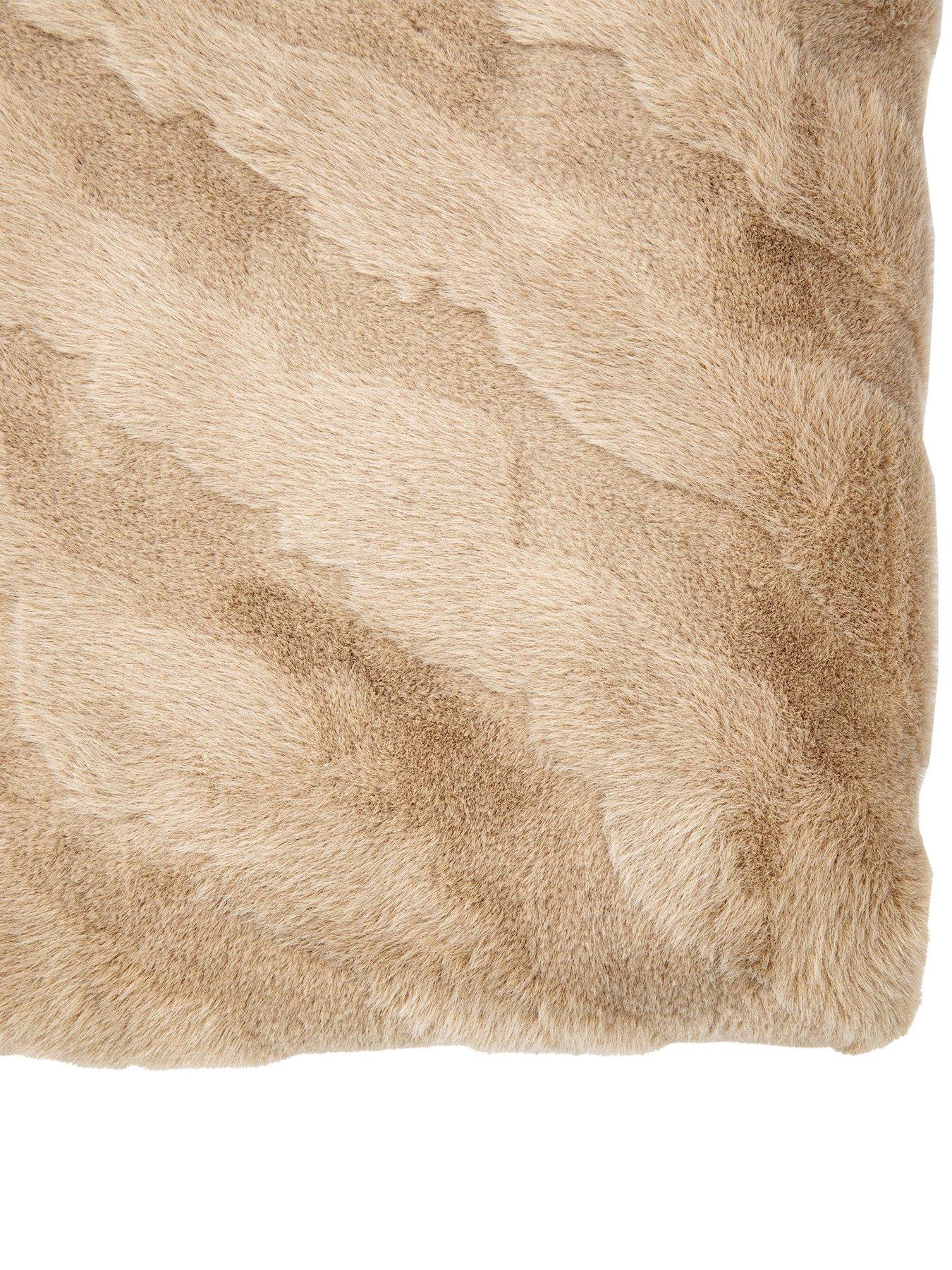 Image 6 of 6 of Gallery Direct Chevron Rabbit Faux Fur Throw Mink 130x170cm