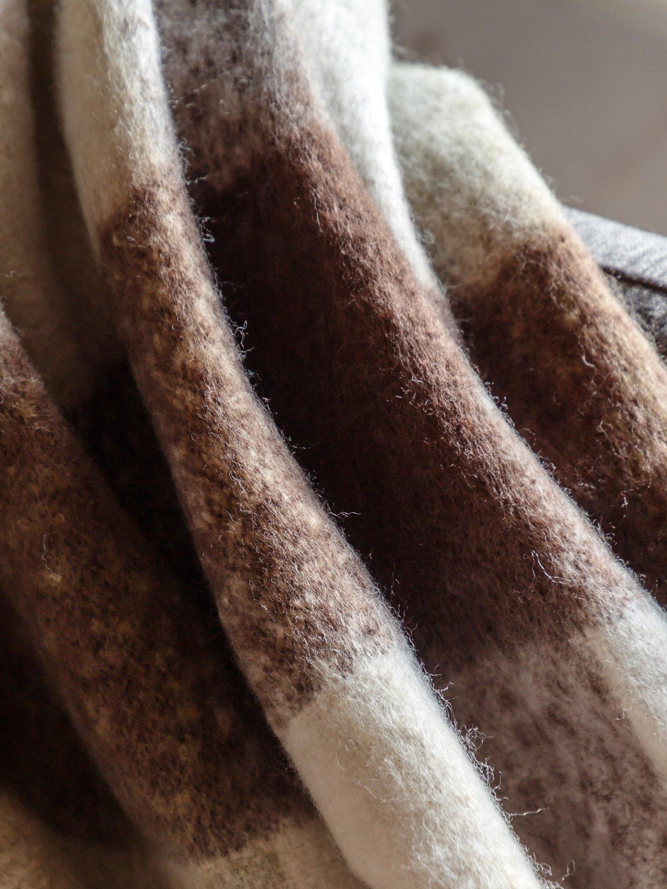 Image 3 of 6 of Gallery Direct Check Faux Mohair Throw Olive 130x170cm