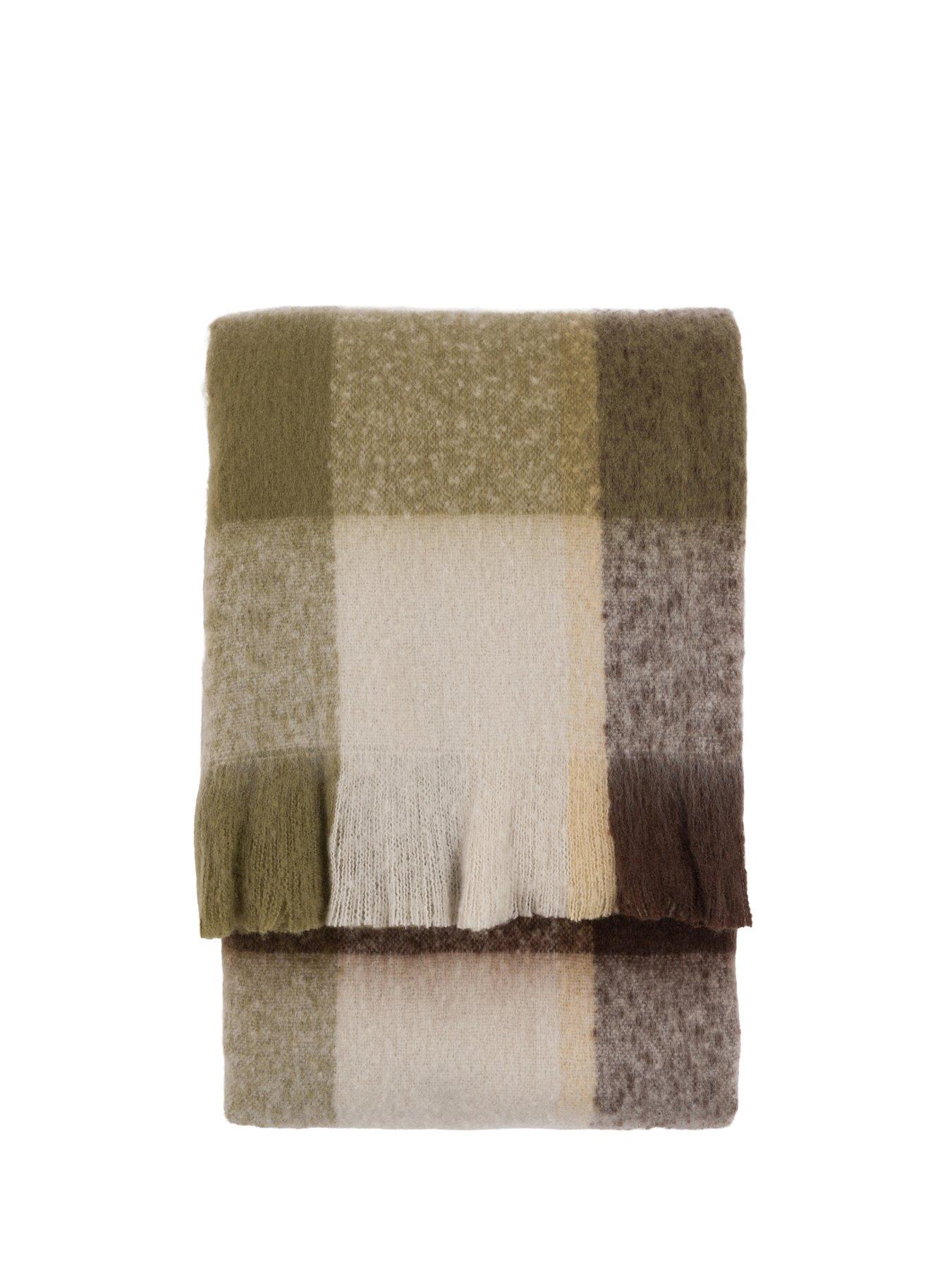 Image 4 of 6 of Gallery Direct Check Faux Mohair Throw Olive 130x170cm