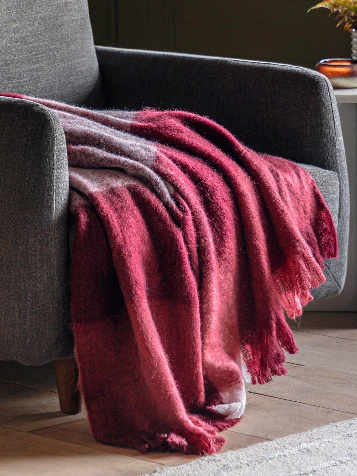 Image 1 of 6 of Gallery Direct Check Faux Mohair Throw Merlot 130x170cm