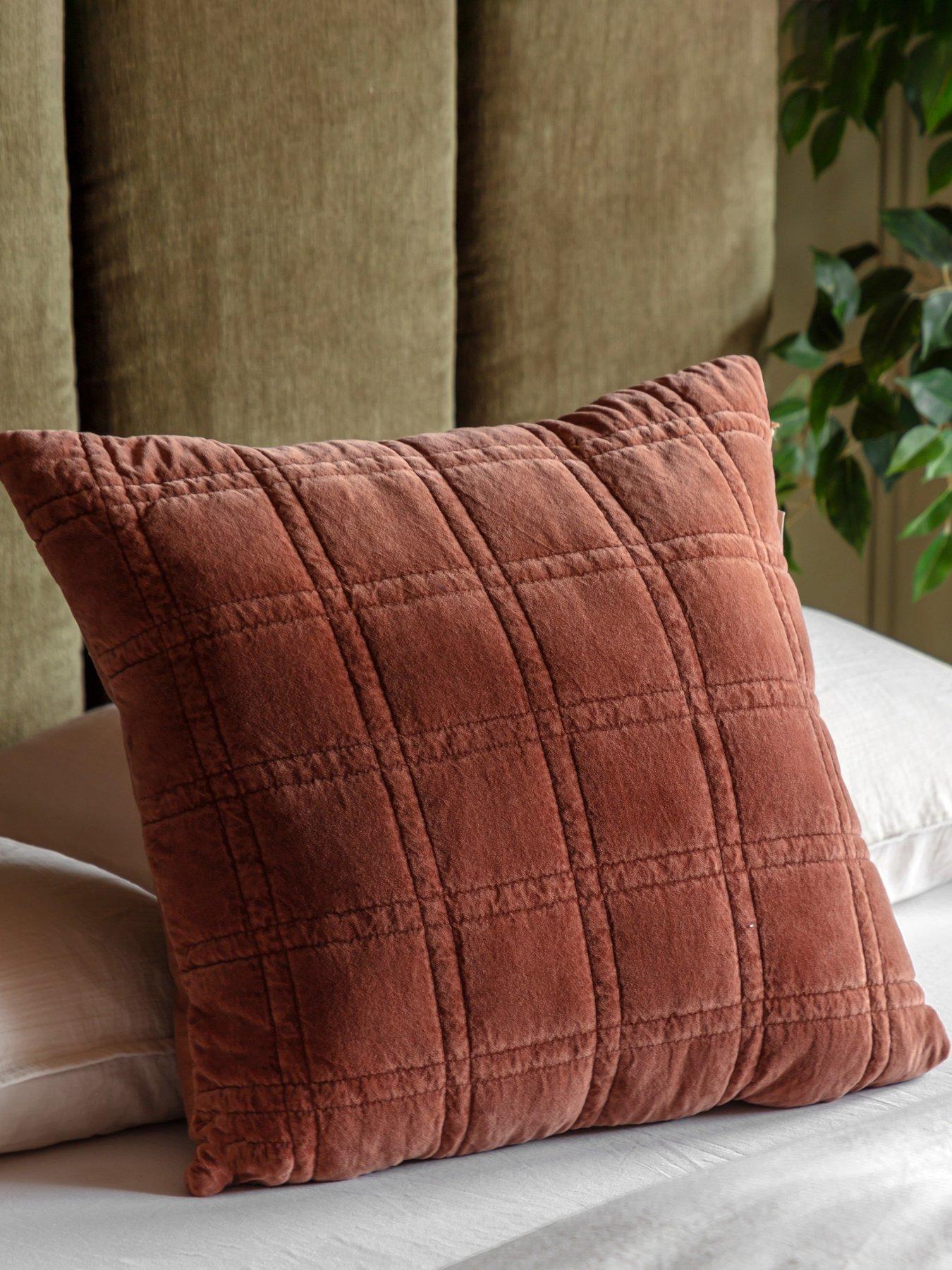 Gallery Cotton Velvet Quilted Cushion Rust 500x500mm