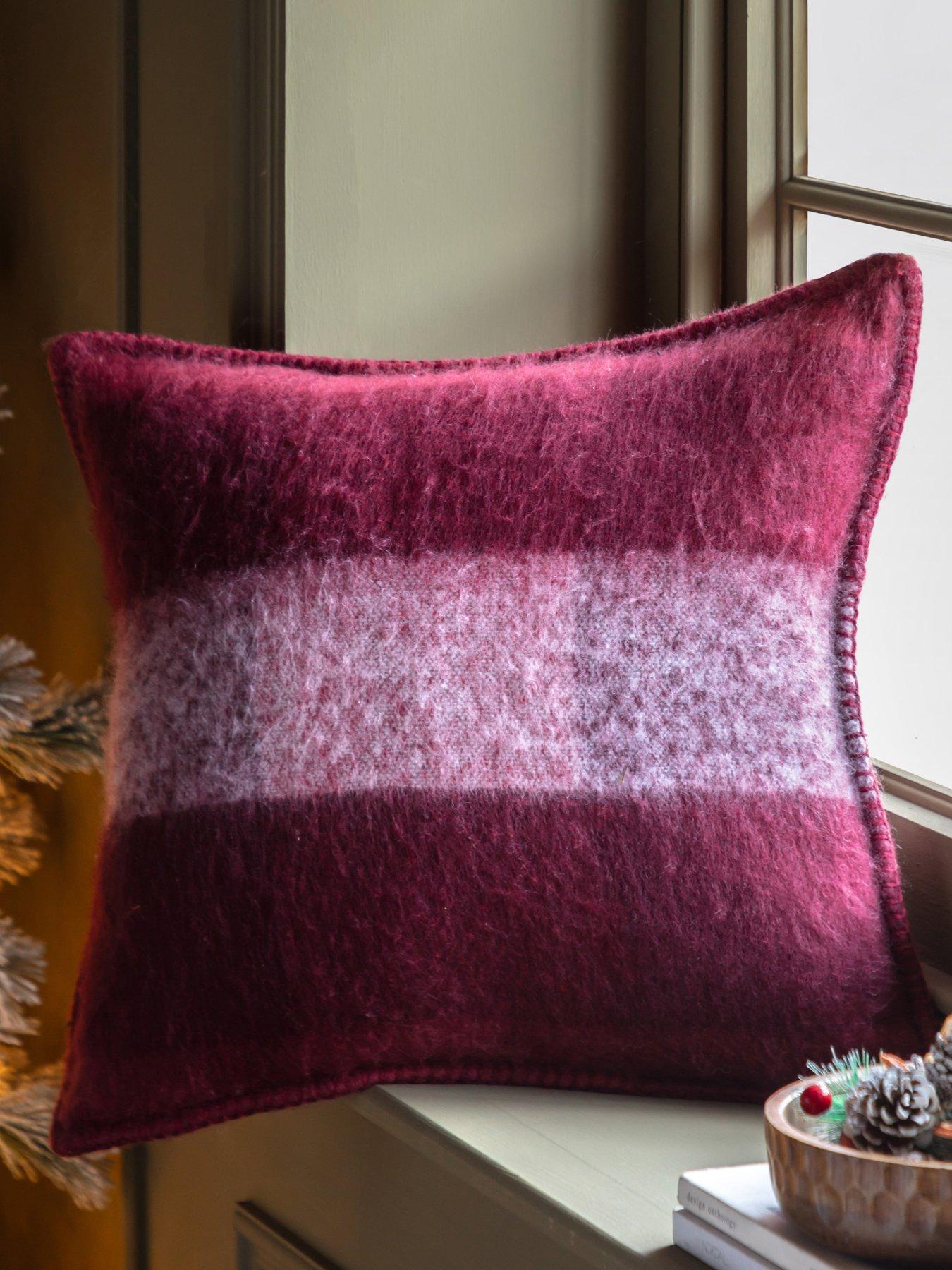Gallery Check Faux Mohair Cushion Merlot 450x450mm