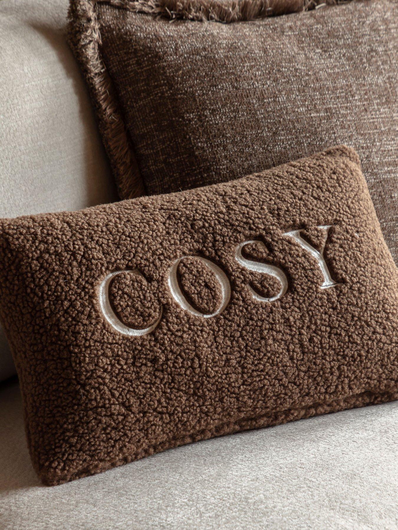 Gallery Cosy Embroidered Cushion Chocolate 500x300mm