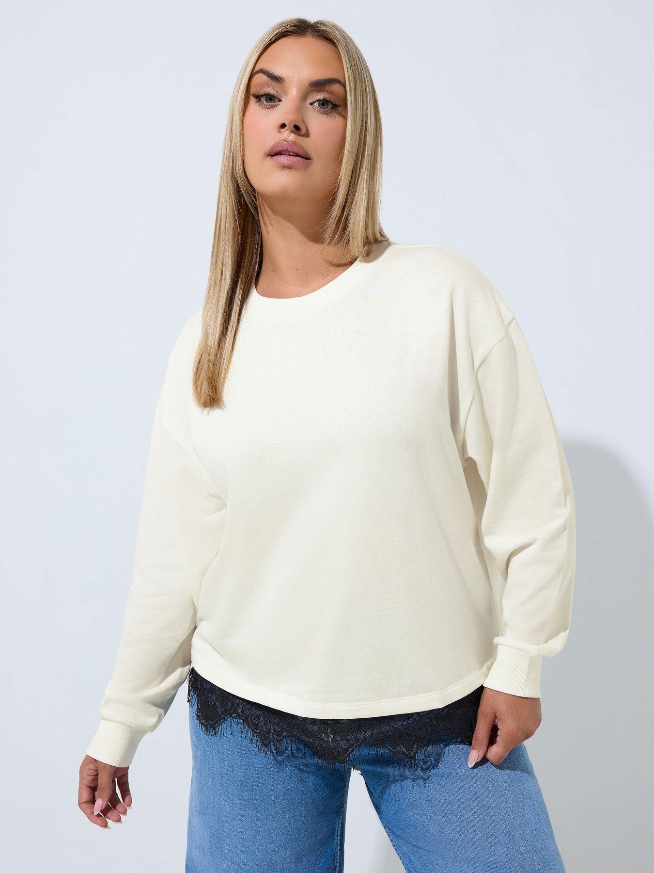 Yours Curve Long Sleeve Lace Hem Sweatshirt