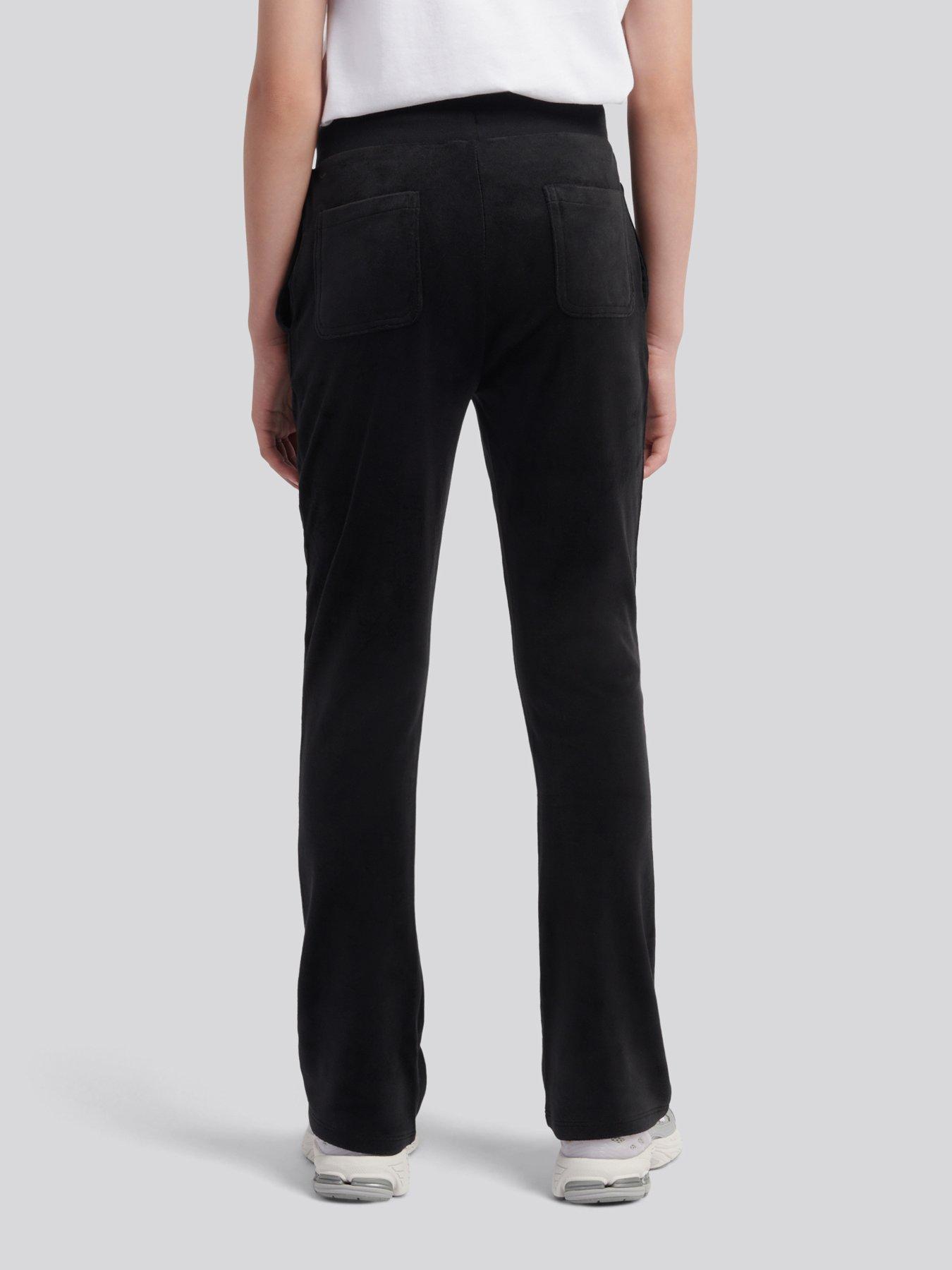 Image 2 of 4 of Juicy Couture Girls Velour Pintuck Bootcut Jogger - Black