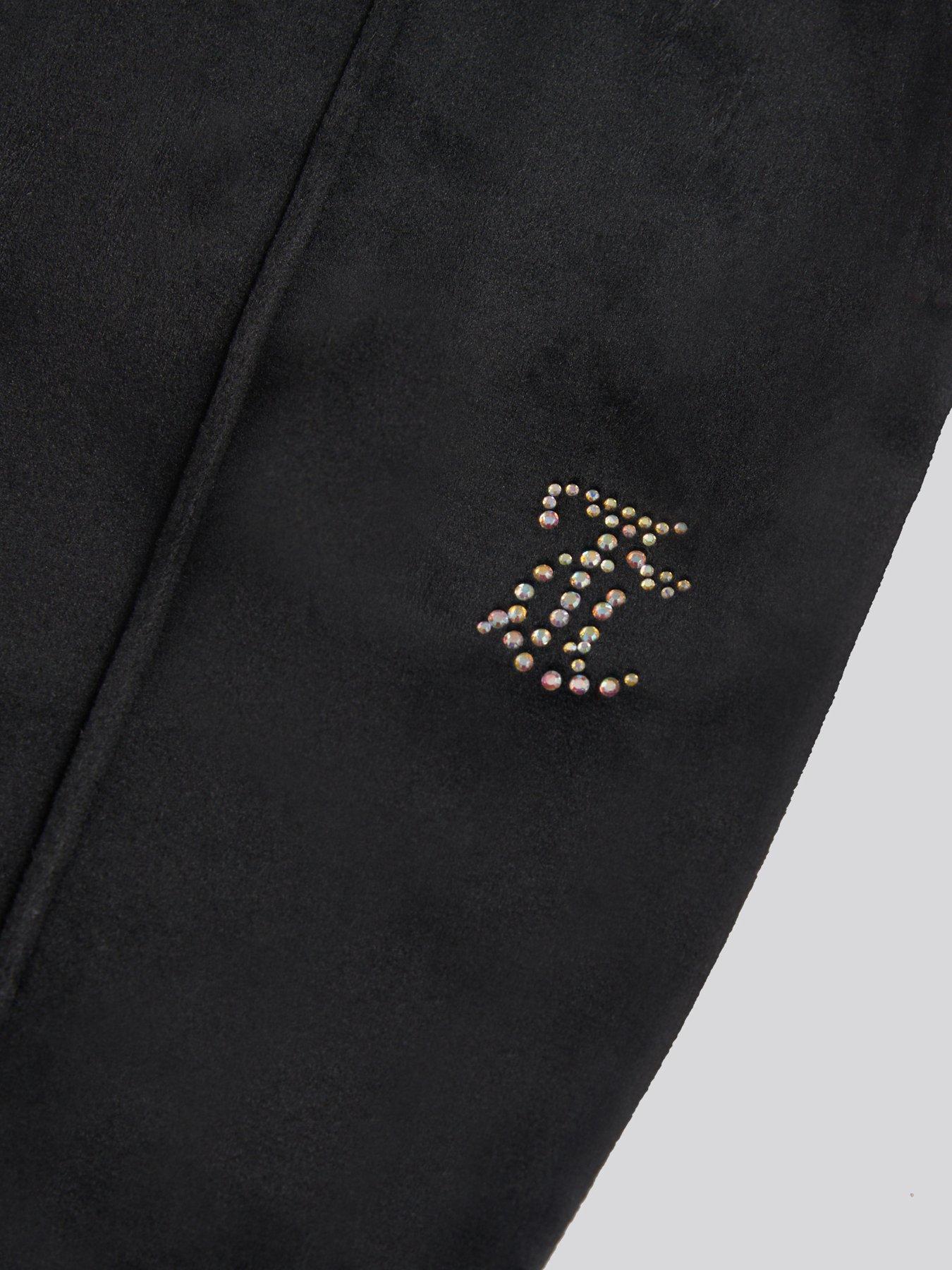 Image 4 of 4 of Juicy Couture Girls Velour Pintuck Bootcut Jogger - Black