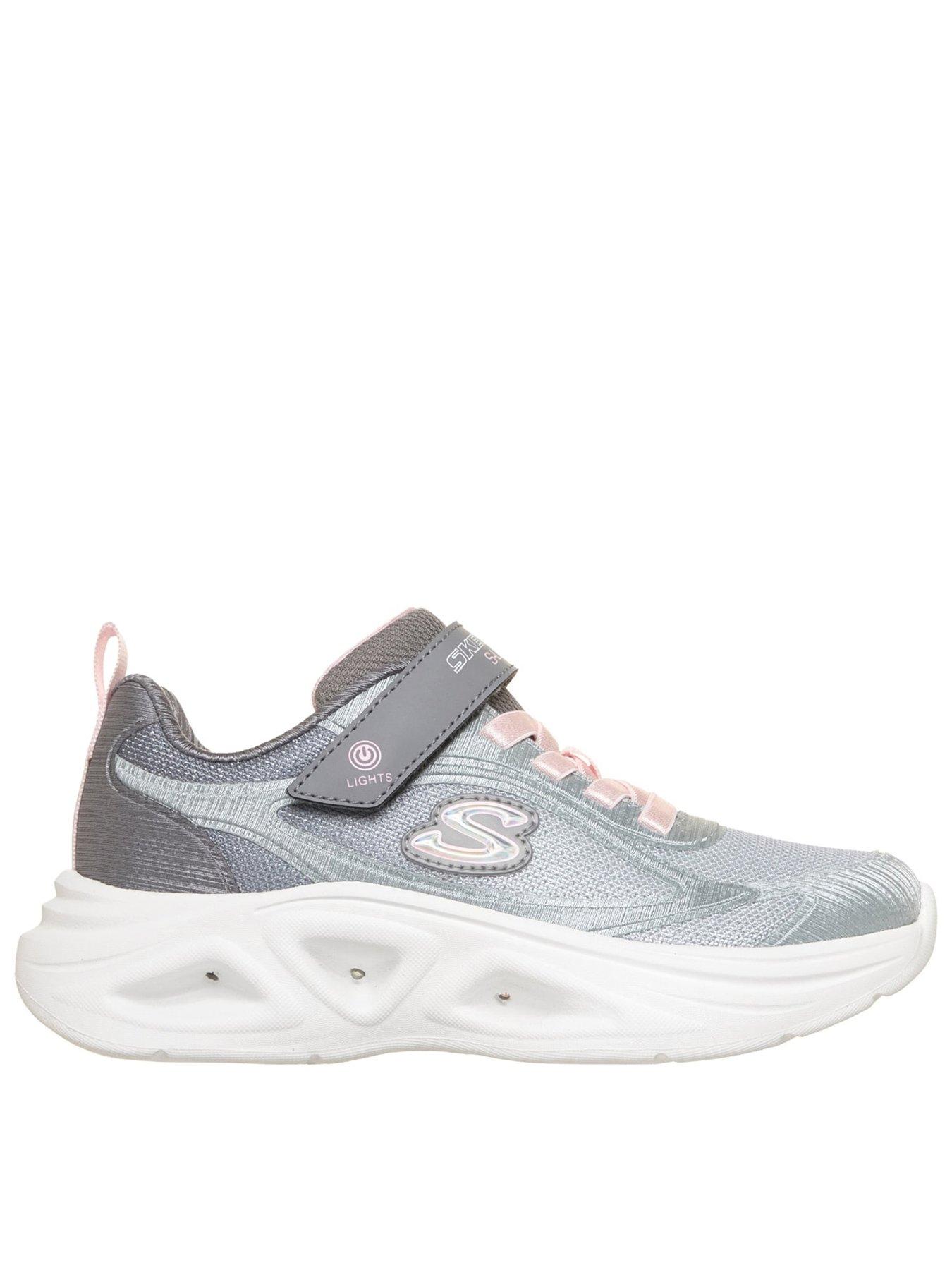 Skechers Girls' Sola Glow 2.0 Ombre Hook-and-Loop Trainers - Grey