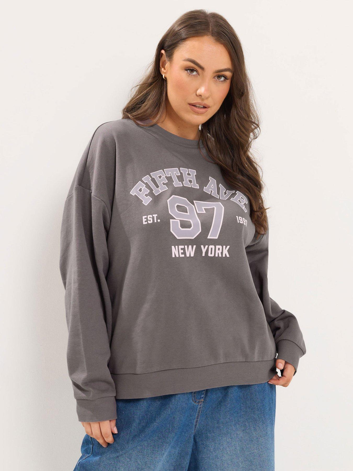 Yours Curve Fifth Ave Sweatshirt - Grey