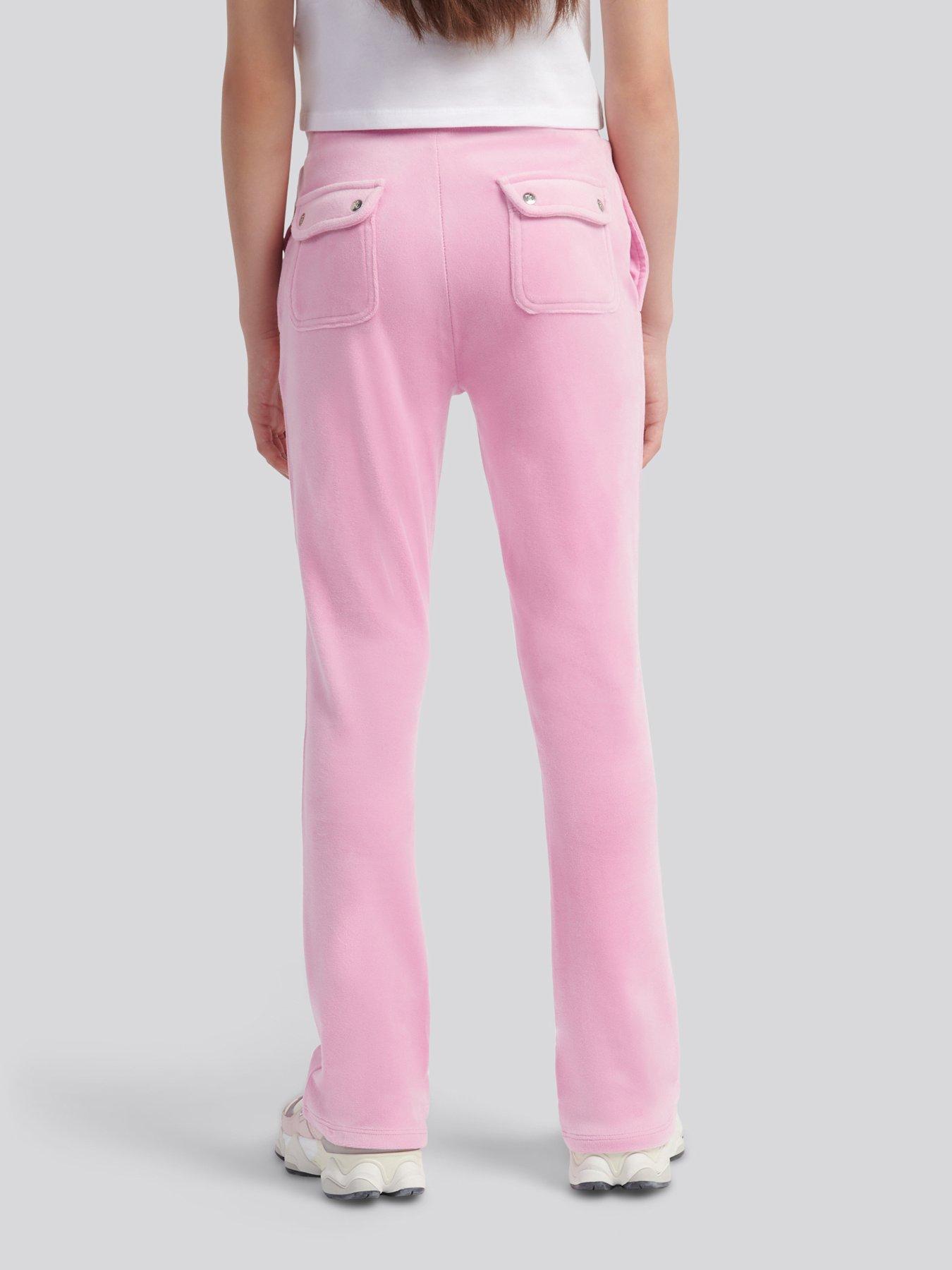 Image 2 of 4 of Juicy Couture Girls Velour Diamante Bootcut Joggers - Pink