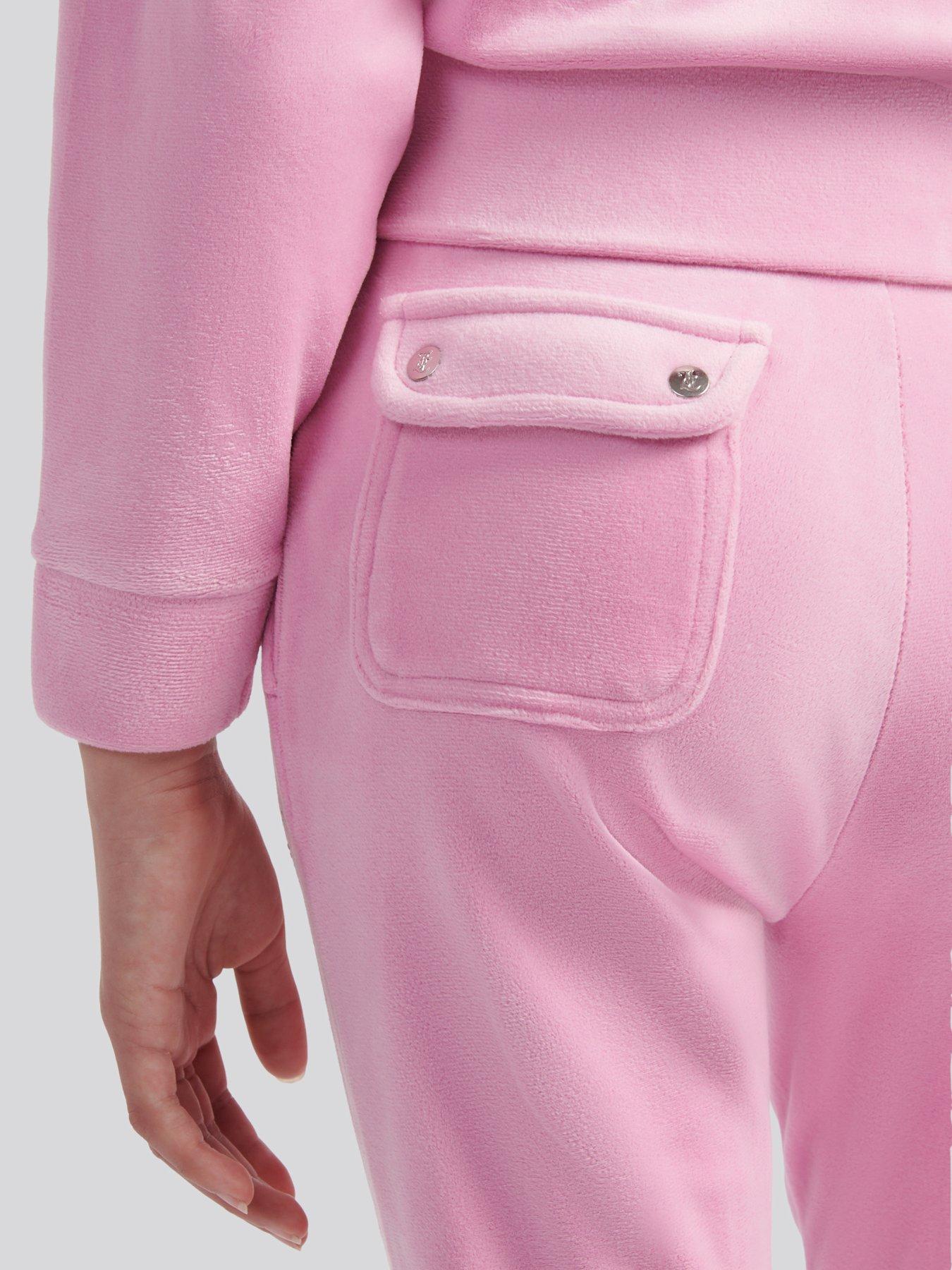 Image 4 of 4 of Juicy Couture Girls Velour Diamante Bootcut Joggers - Pink