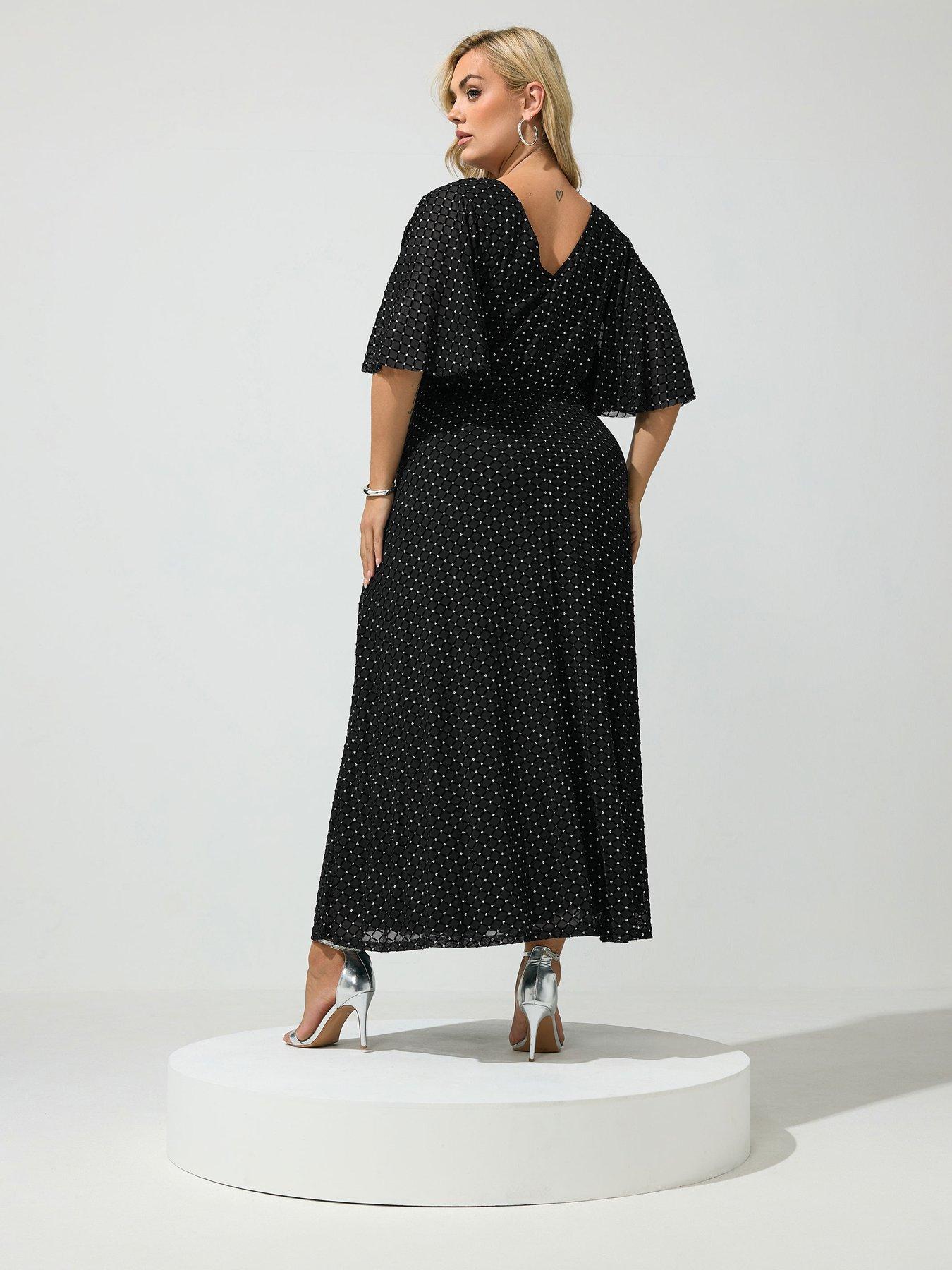 Image 2 of 4 of Yours Curve Mesh Glitter Wrap Dres
