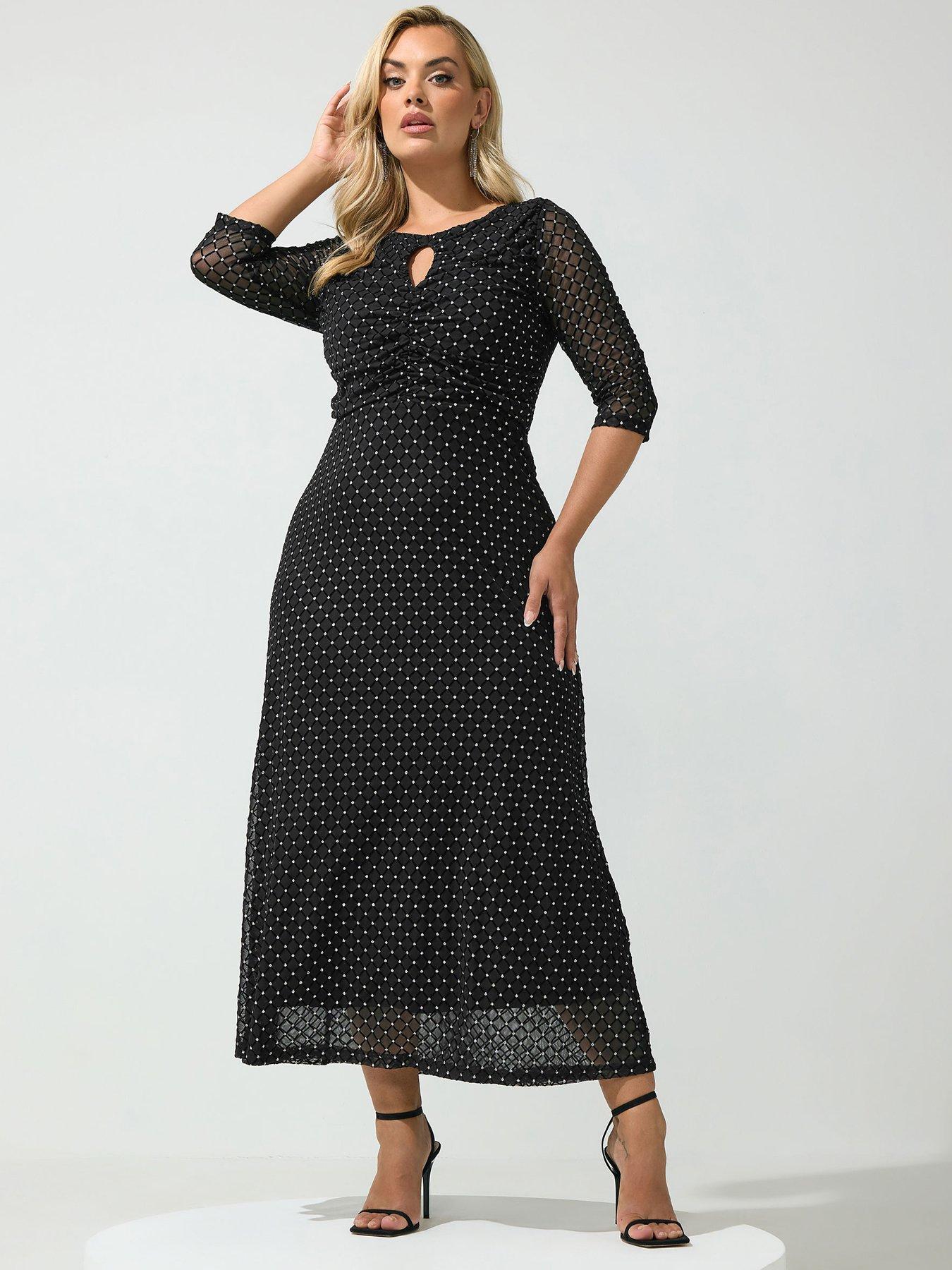 Image 1 of 4 of Yours Curve Glitter Keyhole Maxi Dress