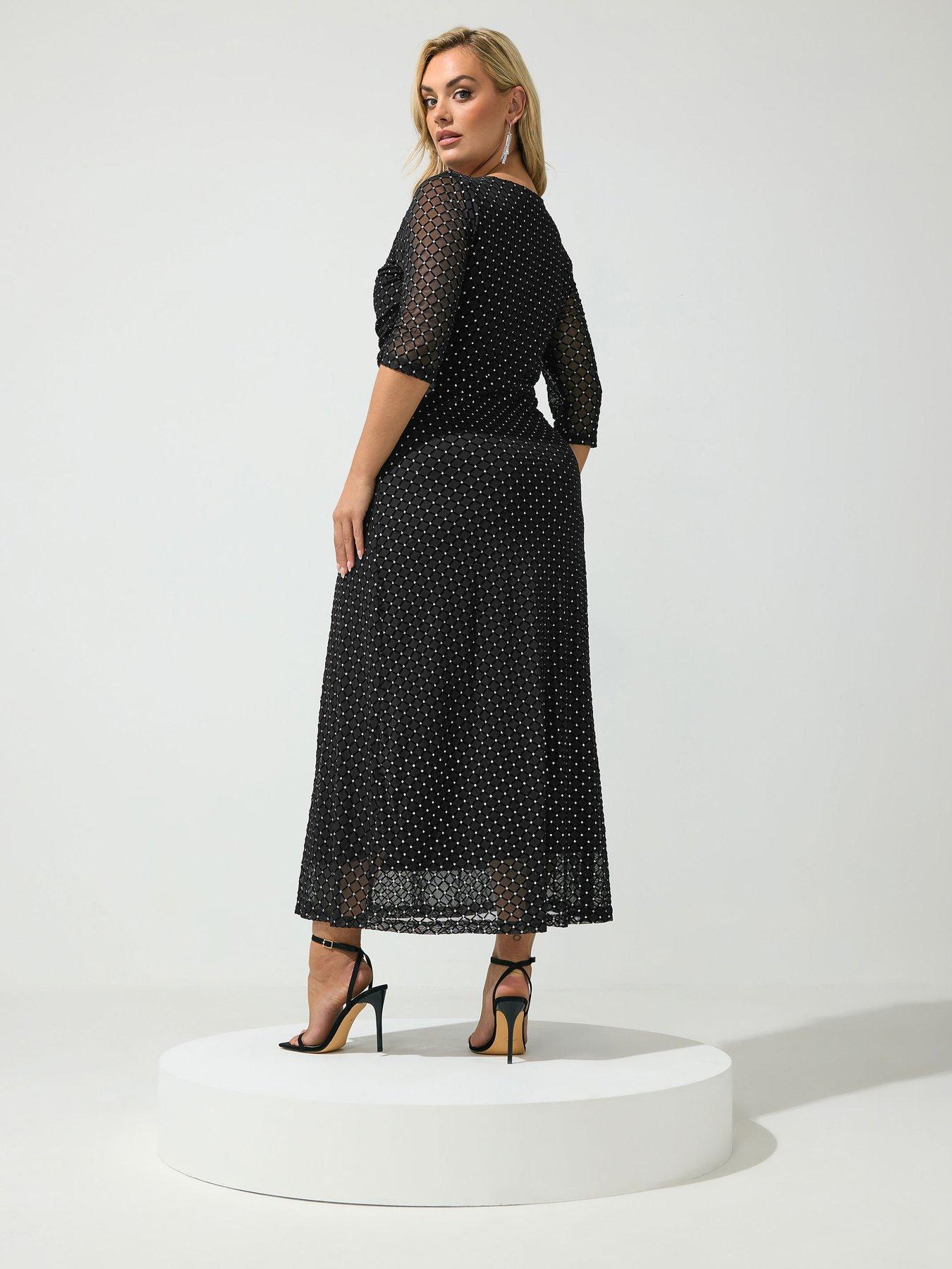 Image 2 of 4 of Yours Curve Glitter Keyhole Maxi Dress