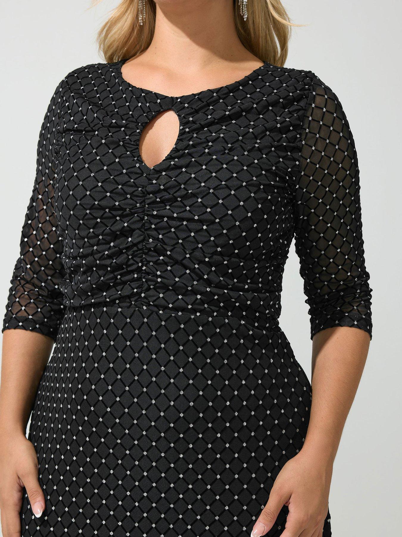 Image 4 of 4 of Yours Curve Glitter Keyhole Maxi Dress