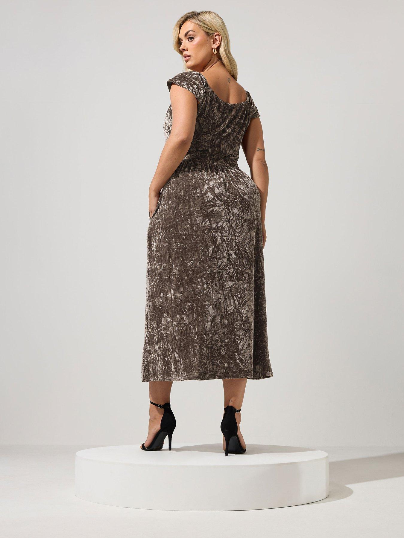 Image 2 of 4 of Yours Curve Velvet Wrap Dress