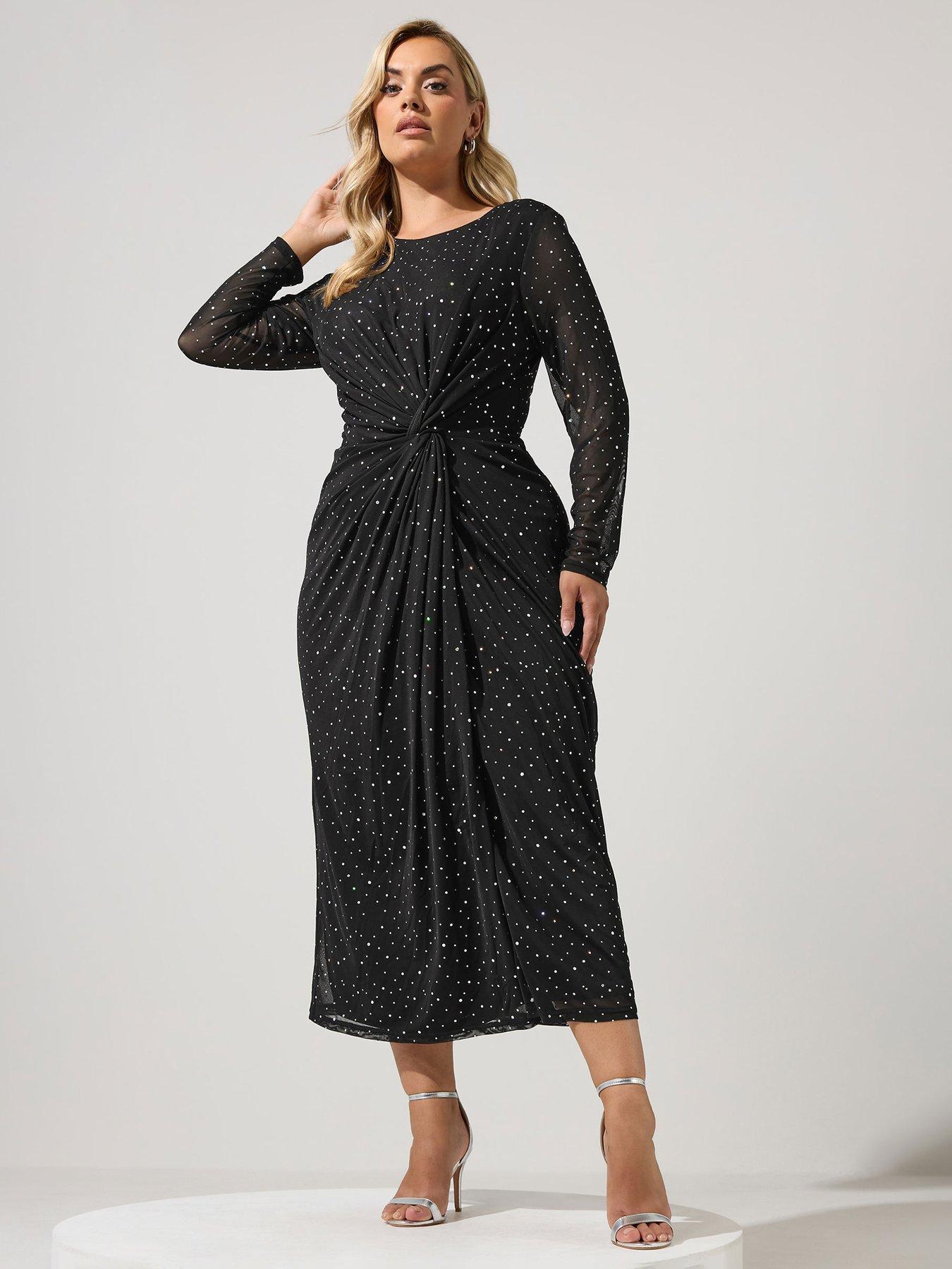 Image 1 of 4 of Yours Curve Metallic Mesh Knot Dress