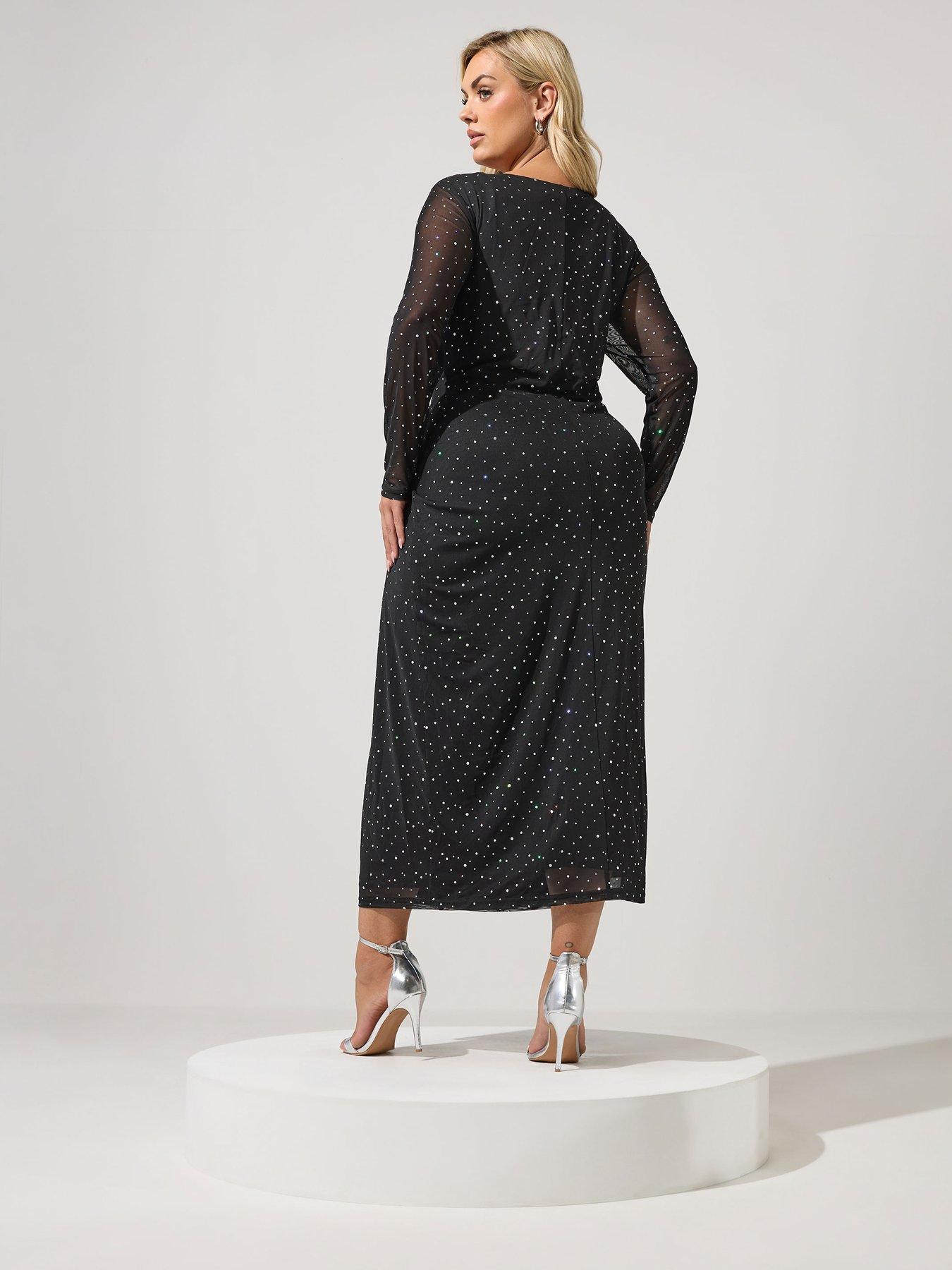 Image 2 of 4 of Yours Curve Metallic Mesh Knot Dress