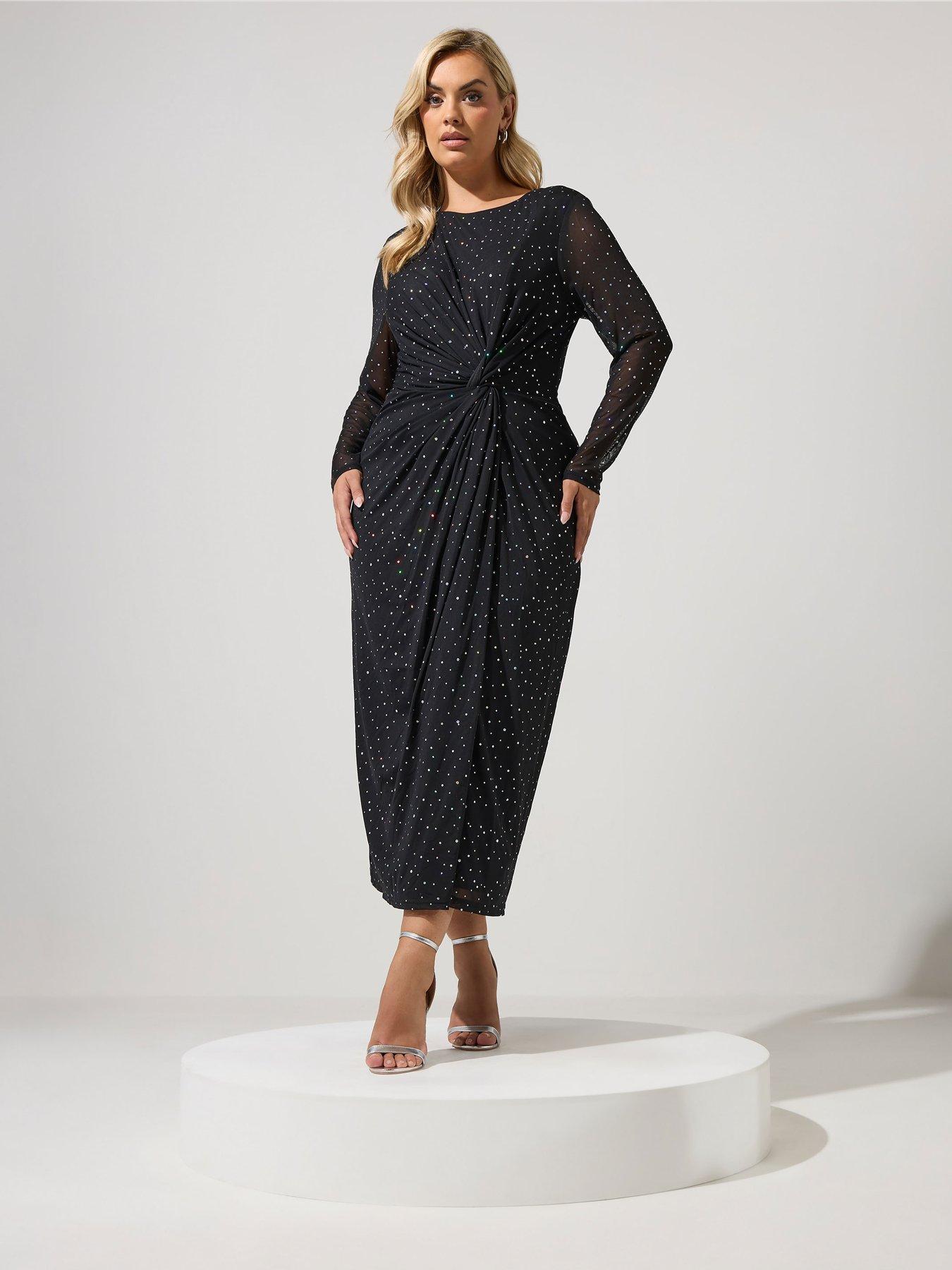 Image 3 of 4 of Yours Curve Metallic Mesh Knot Dress