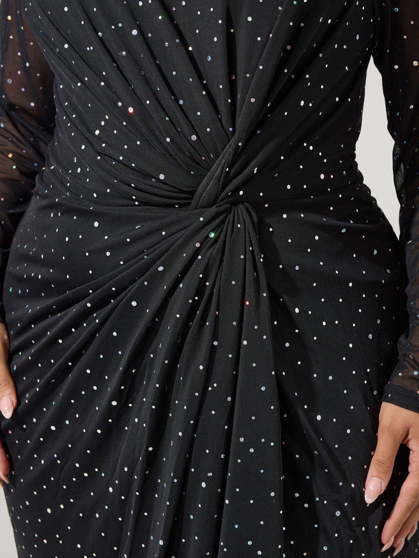 Image 4 of 4 of Yours Curve Metallic Mesh Knot Dress