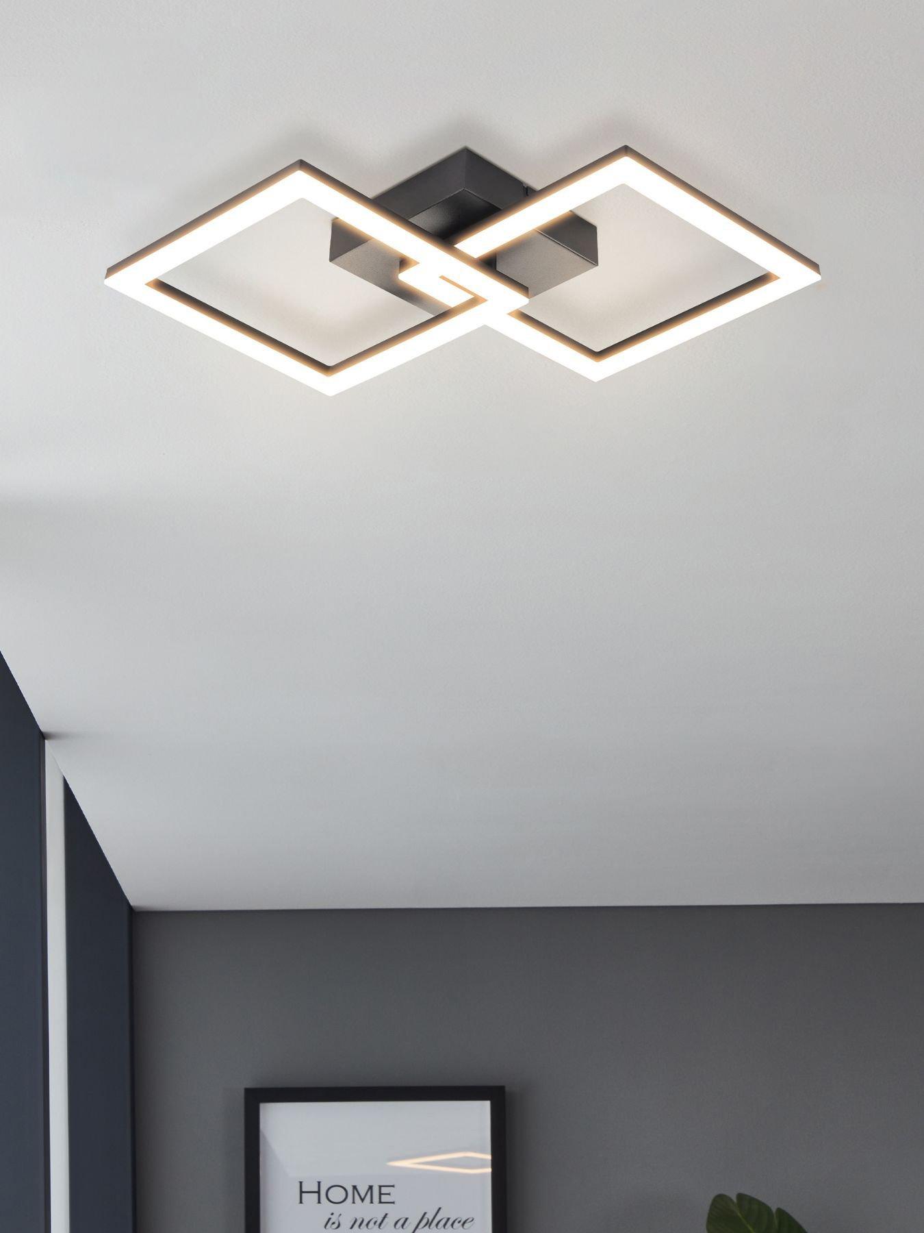 Image 1 of 4 of Eglo EGLO Basic Palmaves-E Black Steel &amp; Plastic LED Ceiling Light, 3000K
