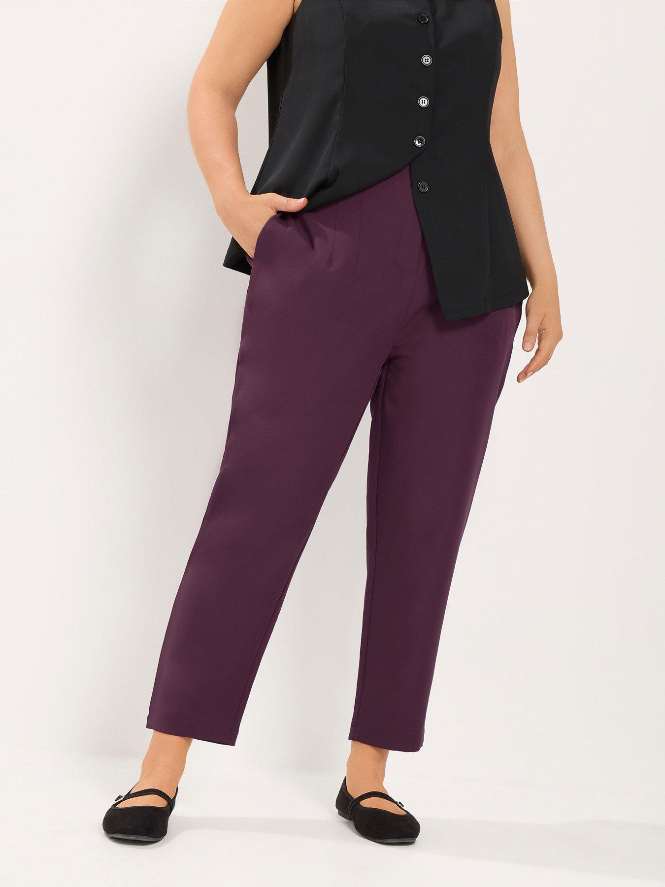 Yours Curve Darted Waist Trouser 28" - Red