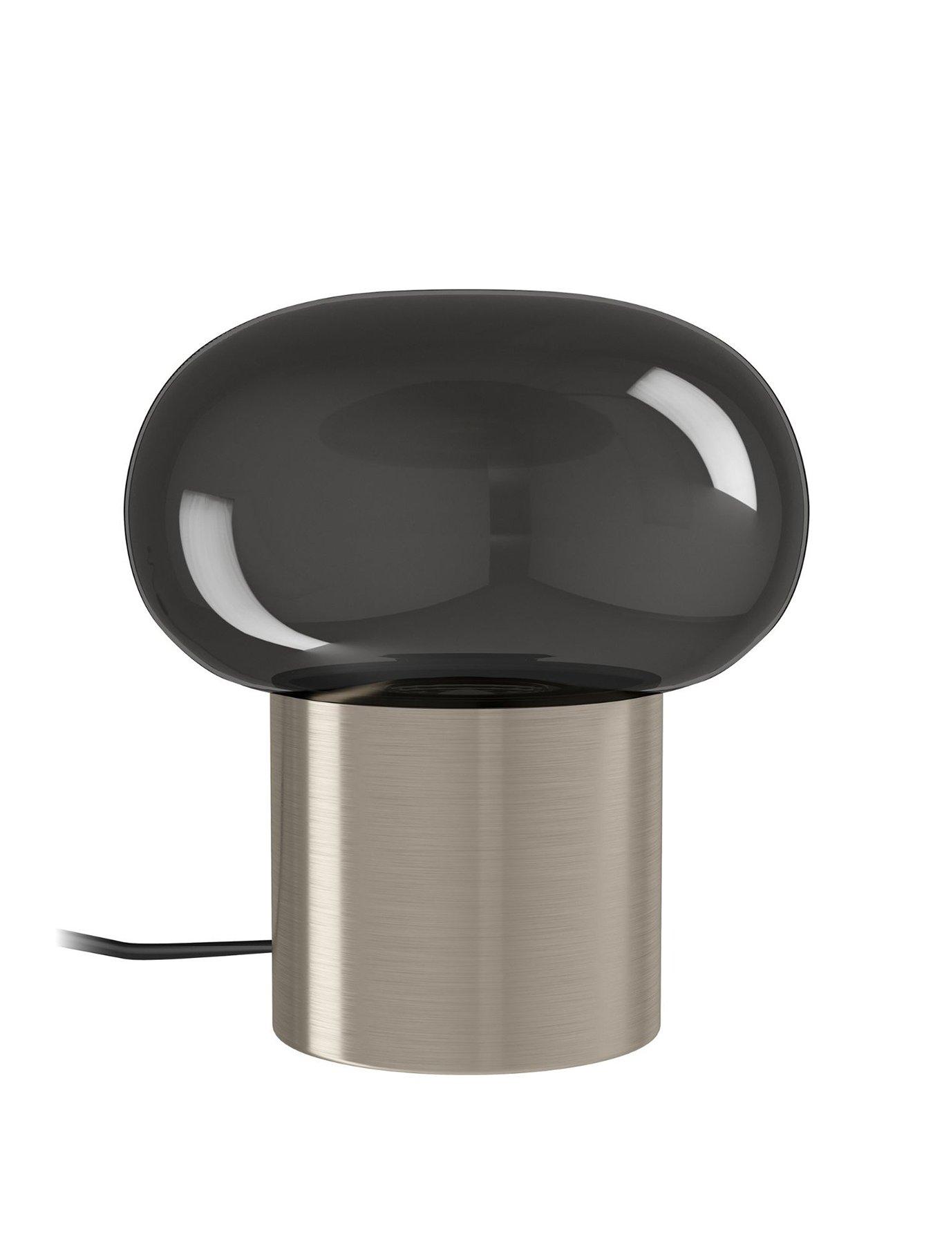 Image 2 of 5 of Eglo Bravino Smoked Glass Touch Table Lamp, Nickel & Black