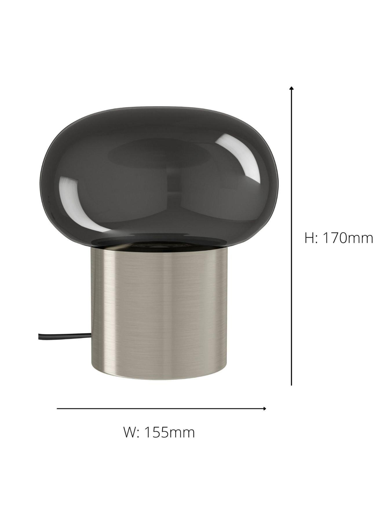 Image 4 of 5 of Eglo Bravino Smoked Glass Touch Table Lamp, Nickel & Black