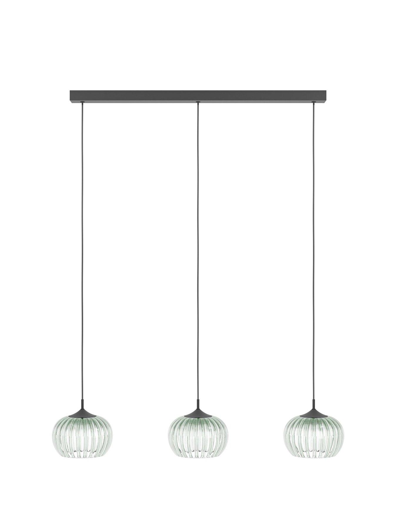 Image 2 of 5 of Eglo EGLO Alamito 3-Light LED Glass Pendant Light, Green, 77cm