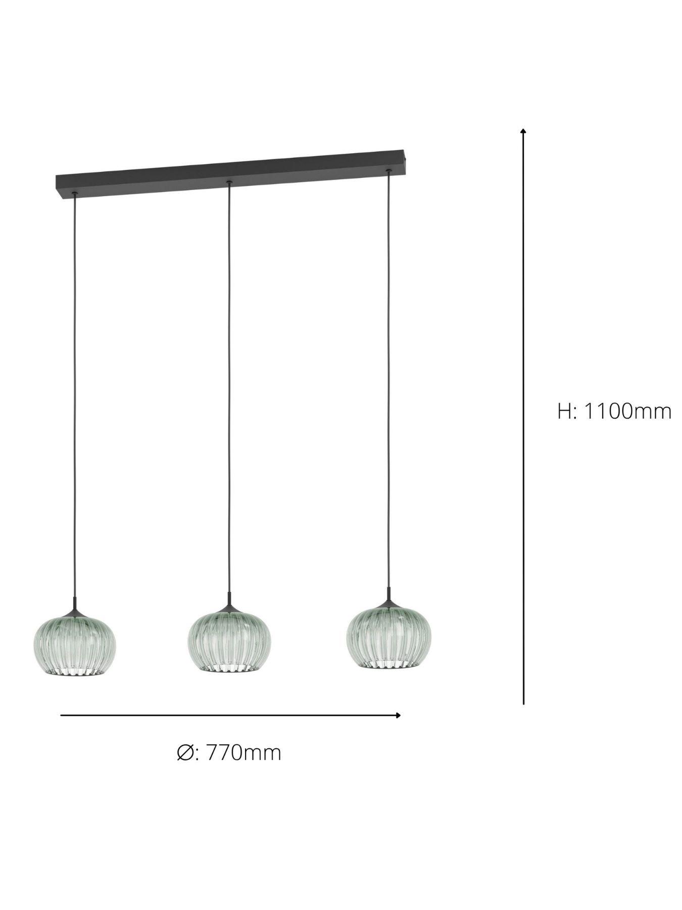 Image 4 of 5 of Eglo EGLO Alamito 3-Light LED Glass Pendant Light, Green, 77cm