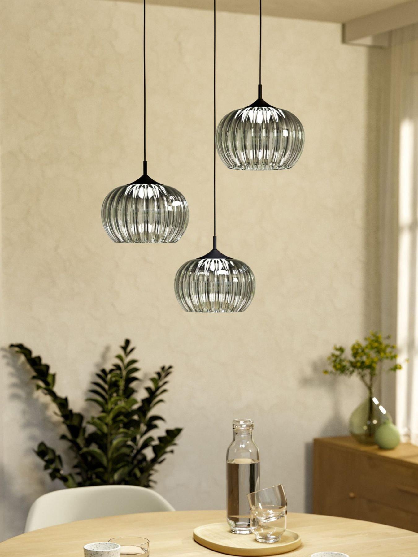 Image 1 of 7 of Eglo EGLO Alamito 3-Light LED Glass Pendant Light, Green, 42.5cm