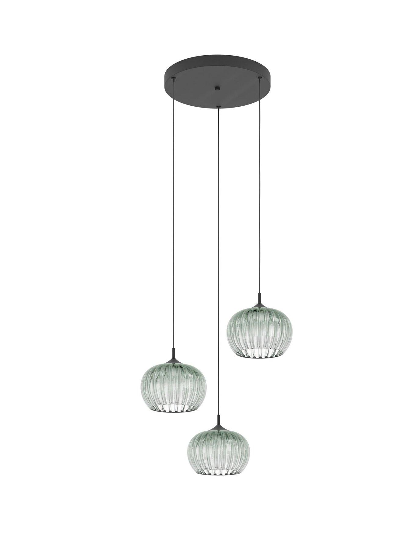 Image 2 of 7 of Eglo EGLO Alamito 3-Light LED Glass Pendant Light, Green, 42.5cm