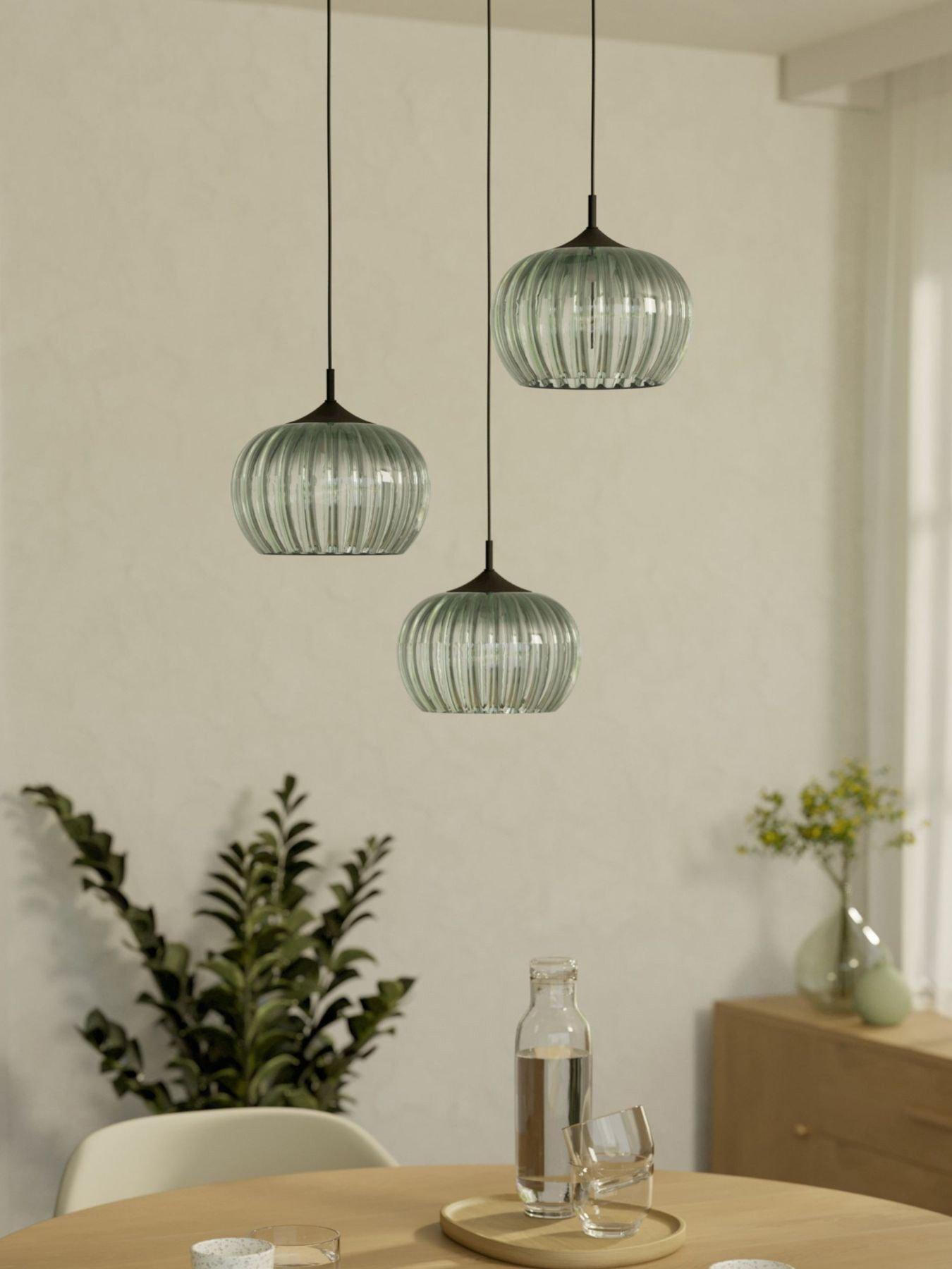 Image 3 of 7 of Eglo EGLO Alamito 3-Light LED Glass Pendant Light, Green, 42.5cm