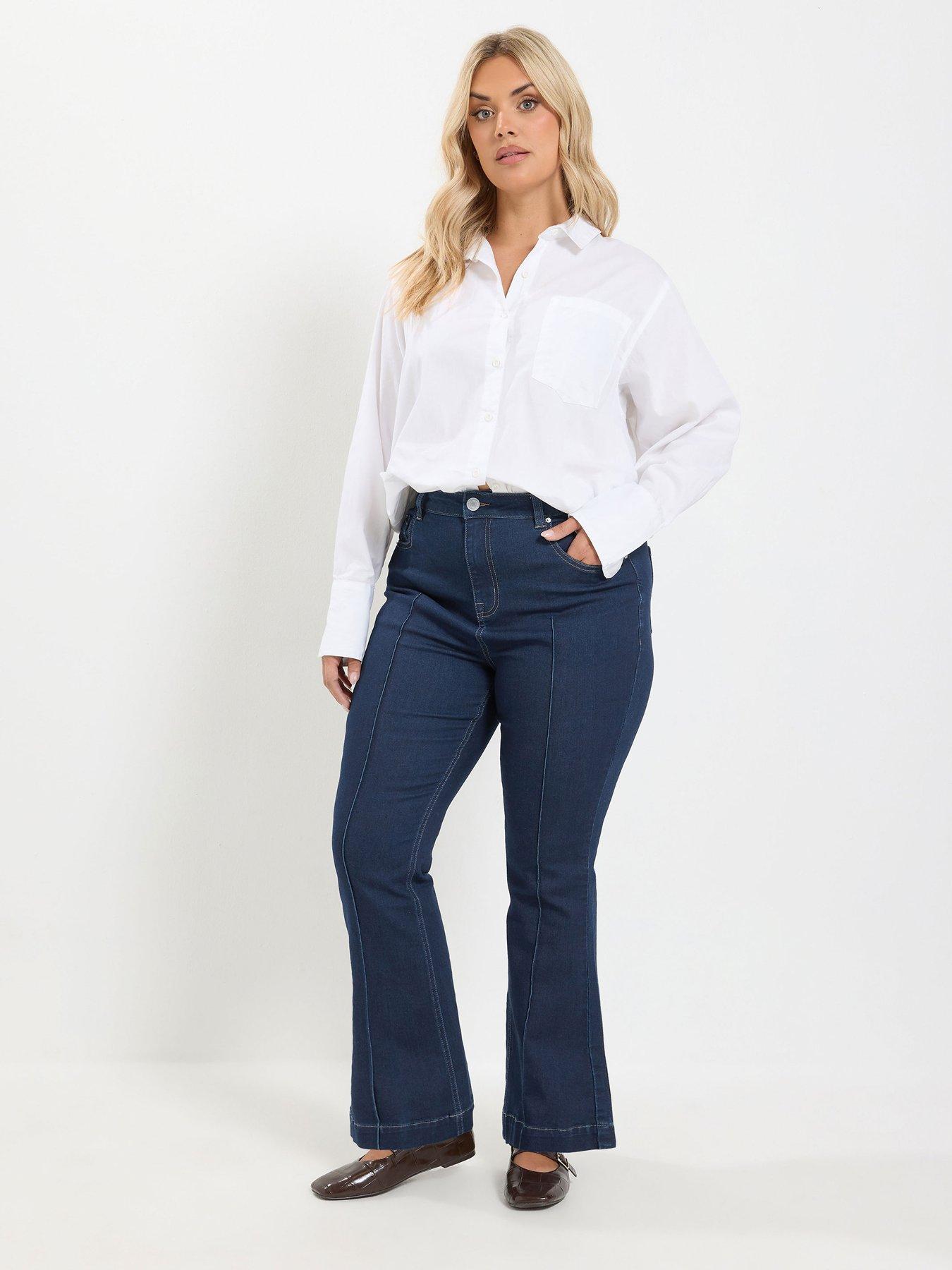 Image 3 of 4 of Yours Curve Pintuck Flare Jean 28"