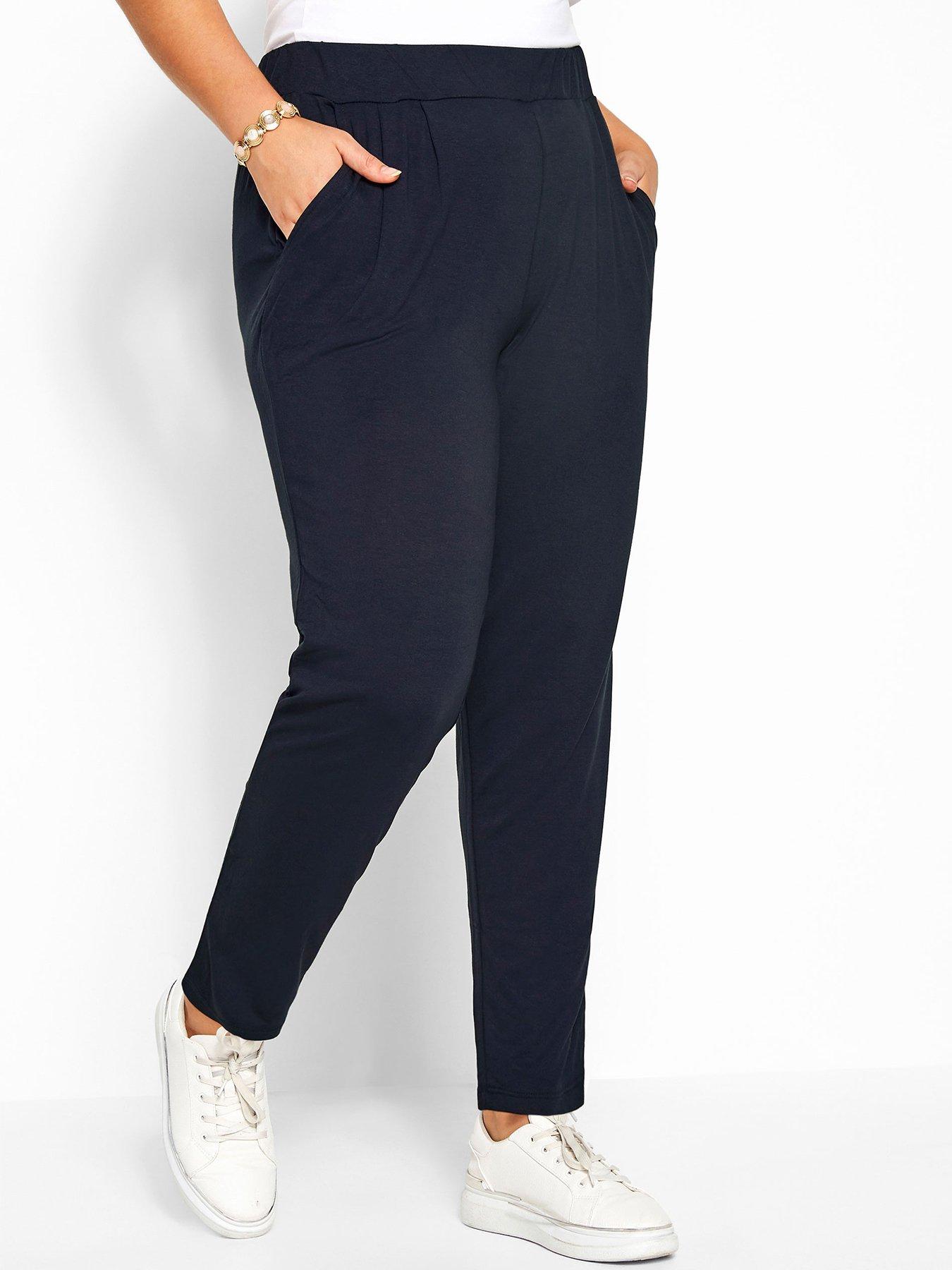 Yours Curve Doubled Pleated Harem Trouser - Blue