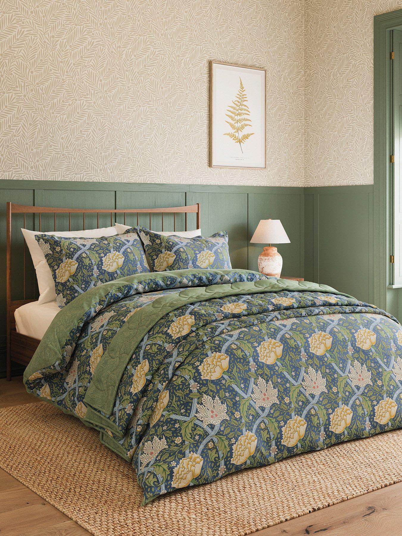 Image 1 of 4 of Morris & Co Windrush Quilted Throw 265X260 (Cm) Blue