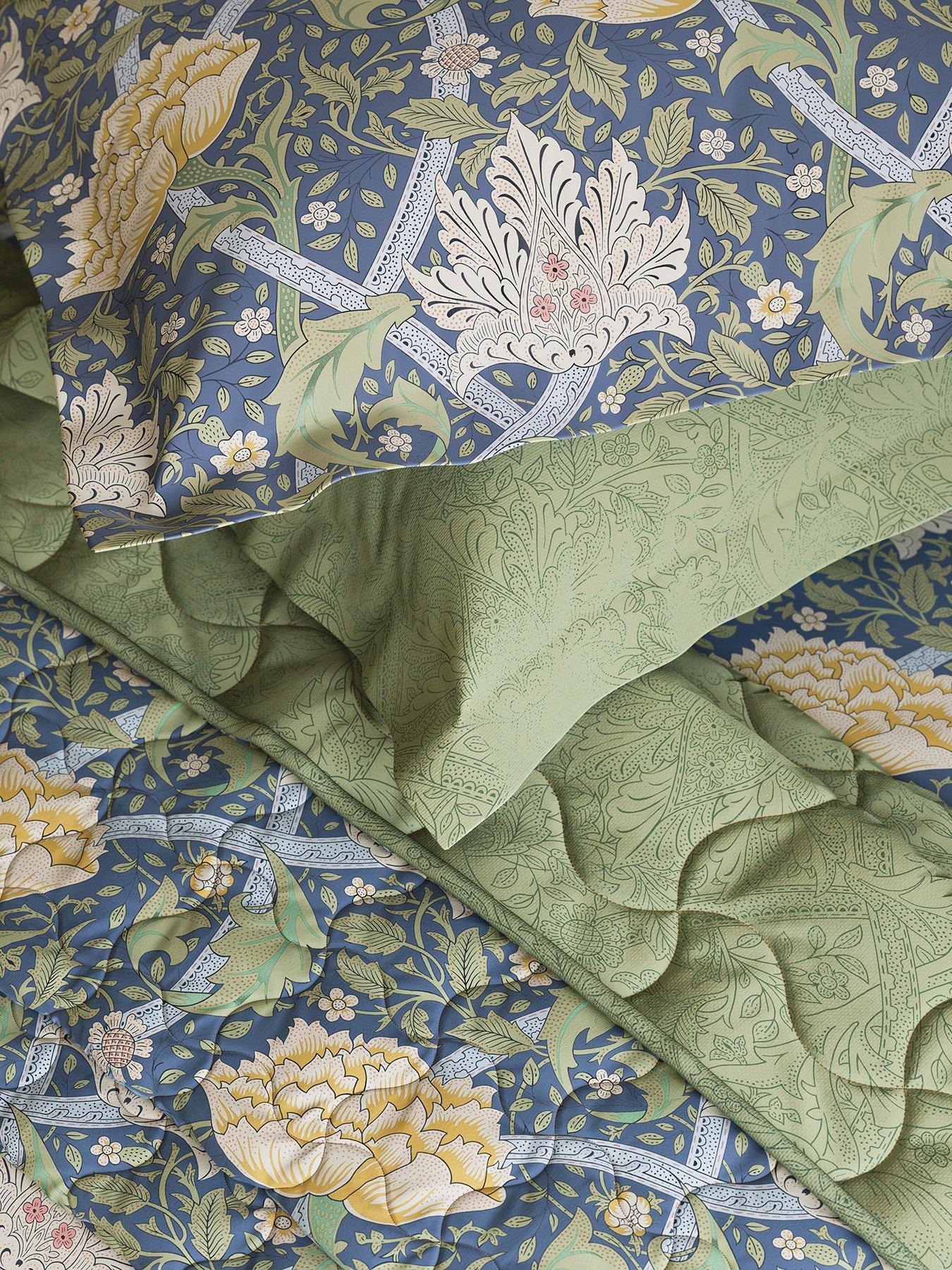 Image 4 of 4 of Morris & Co Windrush Quilted Throw 265X260 (Cm) Blue