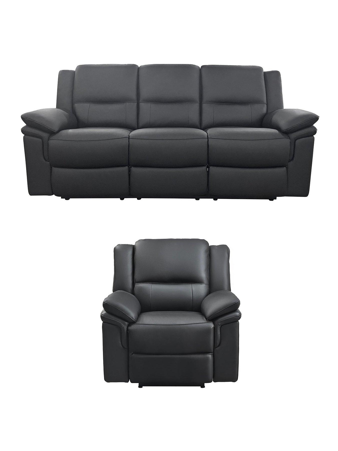 Image 2 of 7 of The Very Collection Osaka Leather 3 Seater Sofa + Armchair Power Recliner Set (Buy &amp; SAVE!)