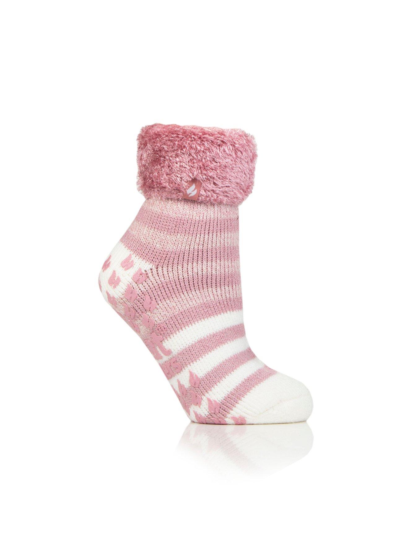 Image 2 of 4 of Heat Holders HEAT HOLDERS PAIR OF STRIPE LOUNGE SOCKS - ROSE BLUSH