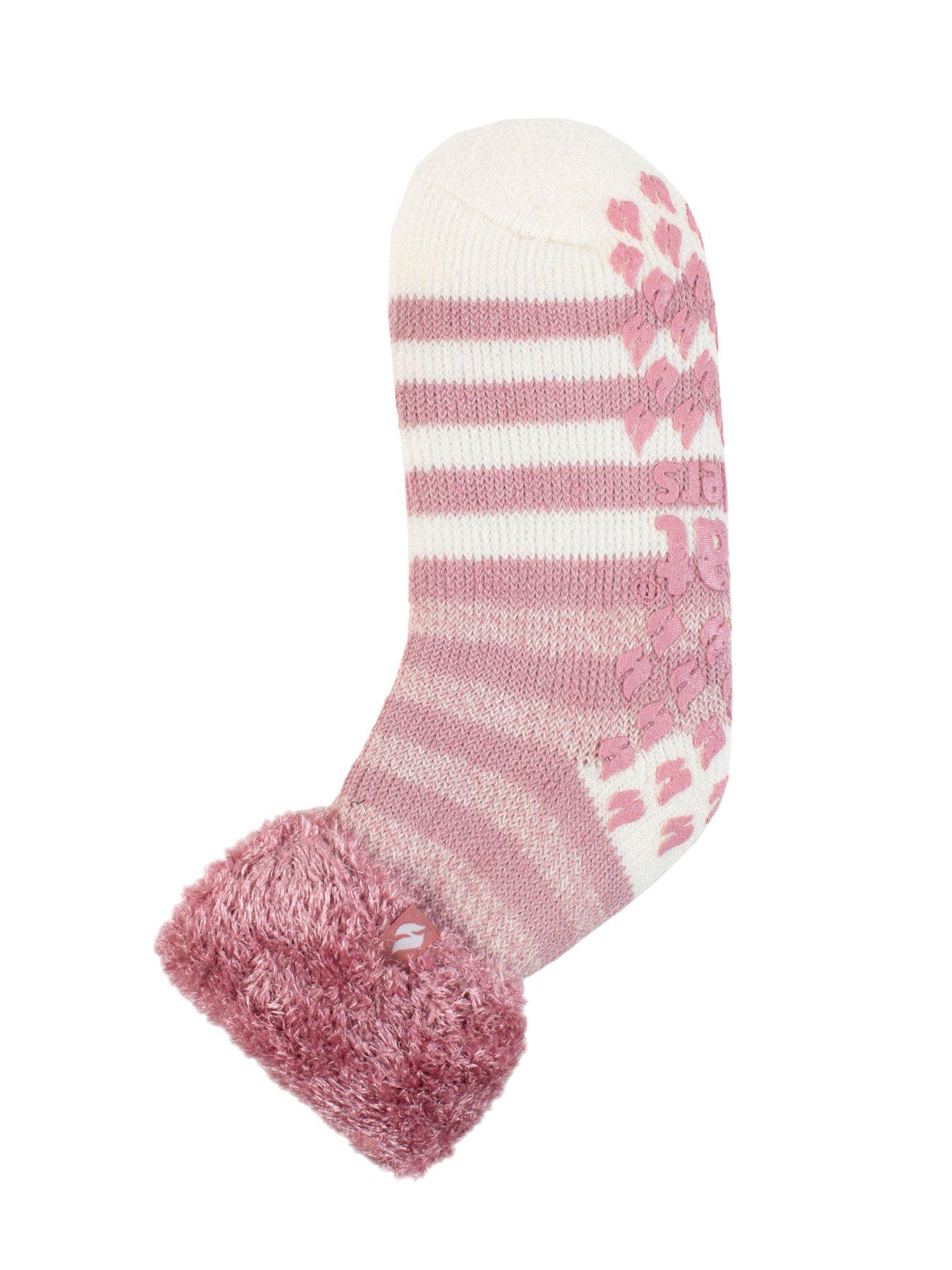Image 3 of 4 of Heat Holders HEAT HOLDERS PAIR OF STRIPE LOUNGE SOCKS - ROSE BLUSH