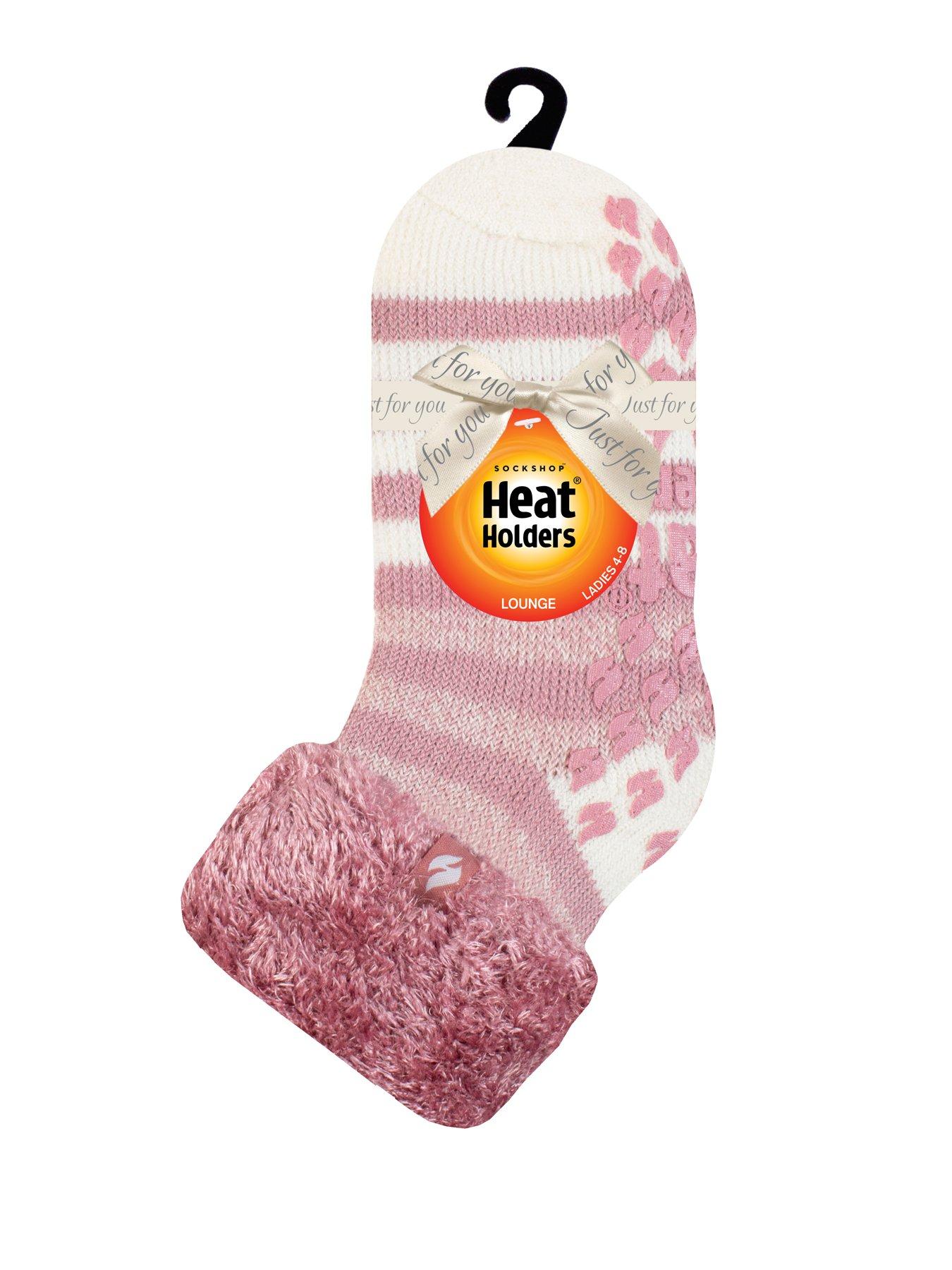 Image 4 of 4 of Heat Holders HEAT HOLDERS PAIR OF STRIPE LOUNGE SOCKS - ROSE BLUSH