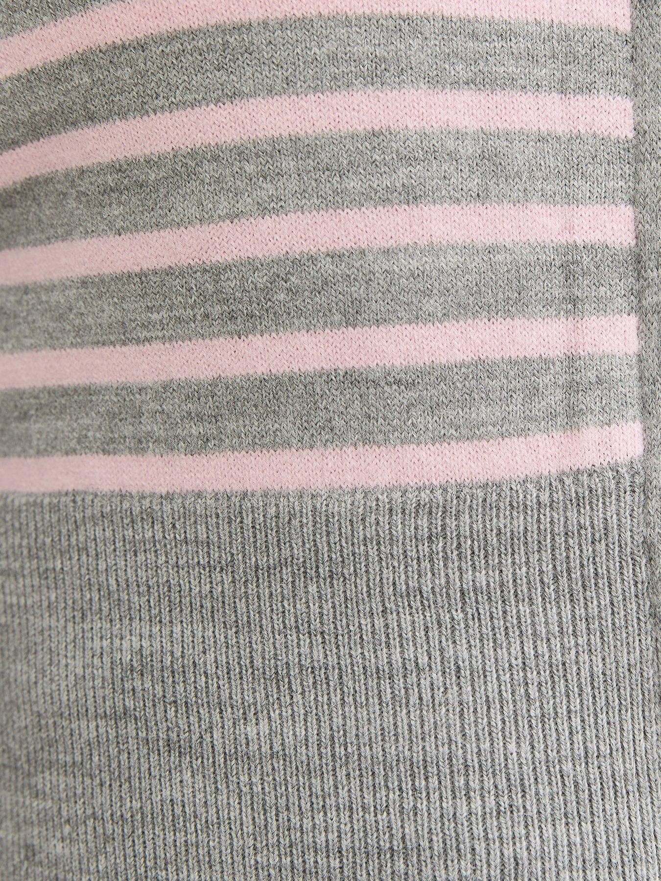 Image 6 of 6 of New Look 915 Girls Grey Stripe Zip Front Knitted Cropped Hoodie