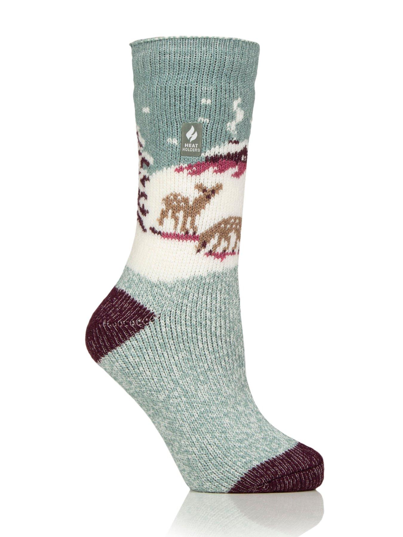 Image 1 of 2 of Heat Holders HEAT HOLDERS PAIR OF JACQUARD SOCKS - FAWN LANDSCAPE SAGE GREEN