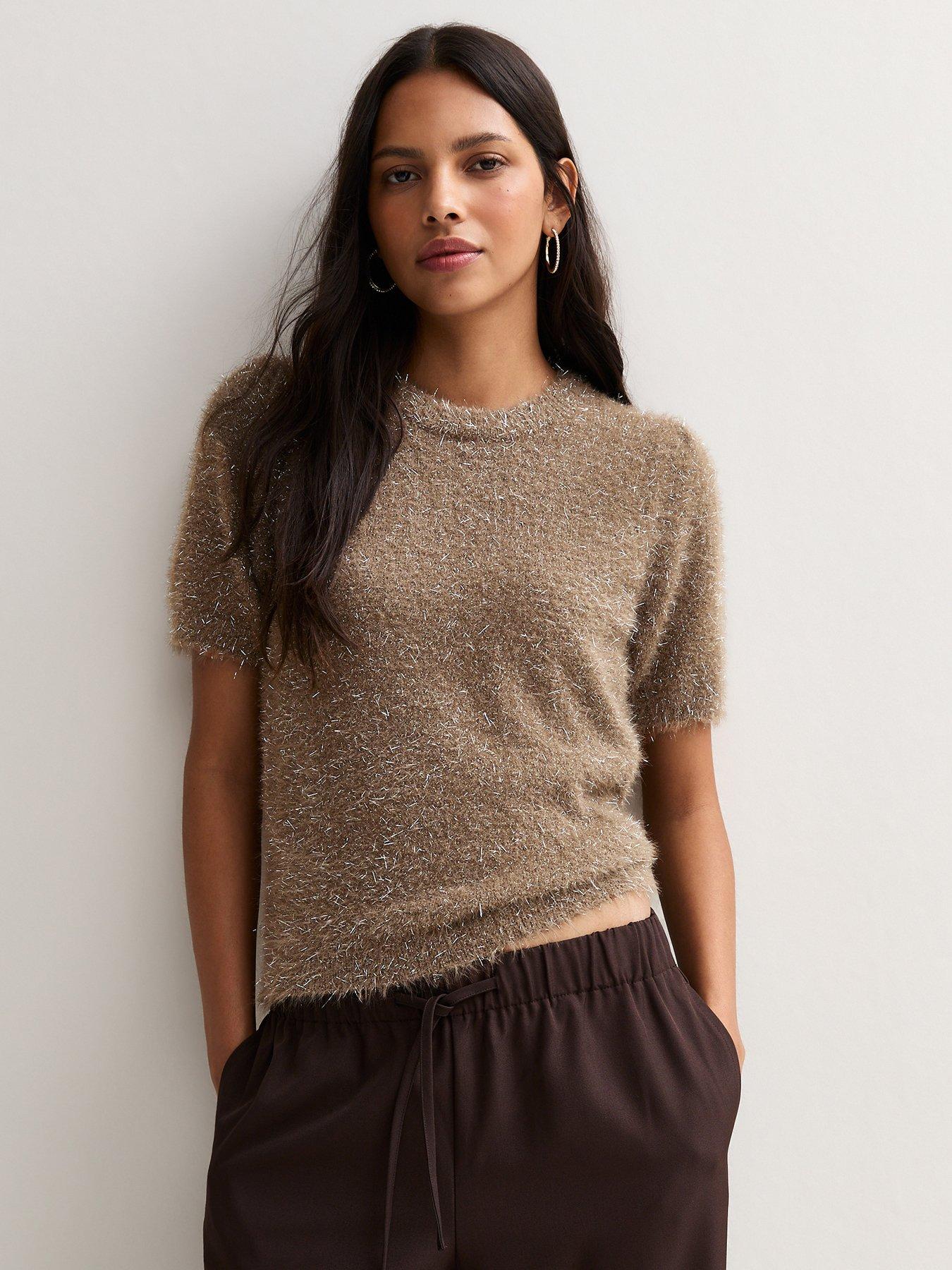 Image 1 of 5 of New Look Op Vde Fluffy Sparkle Tee