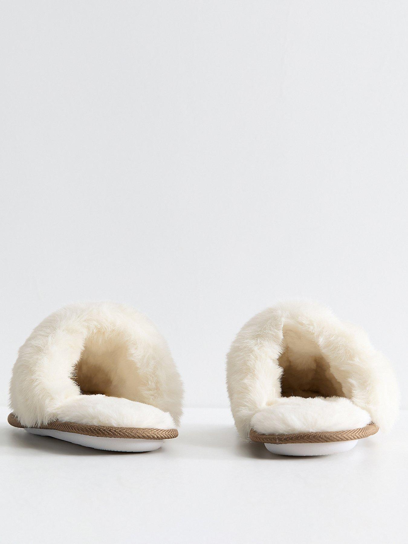 Image 3 of 5 of New Look 915 Girls Teddy Bear Embroidered Faux Fur Mule Slippers - Light Brown