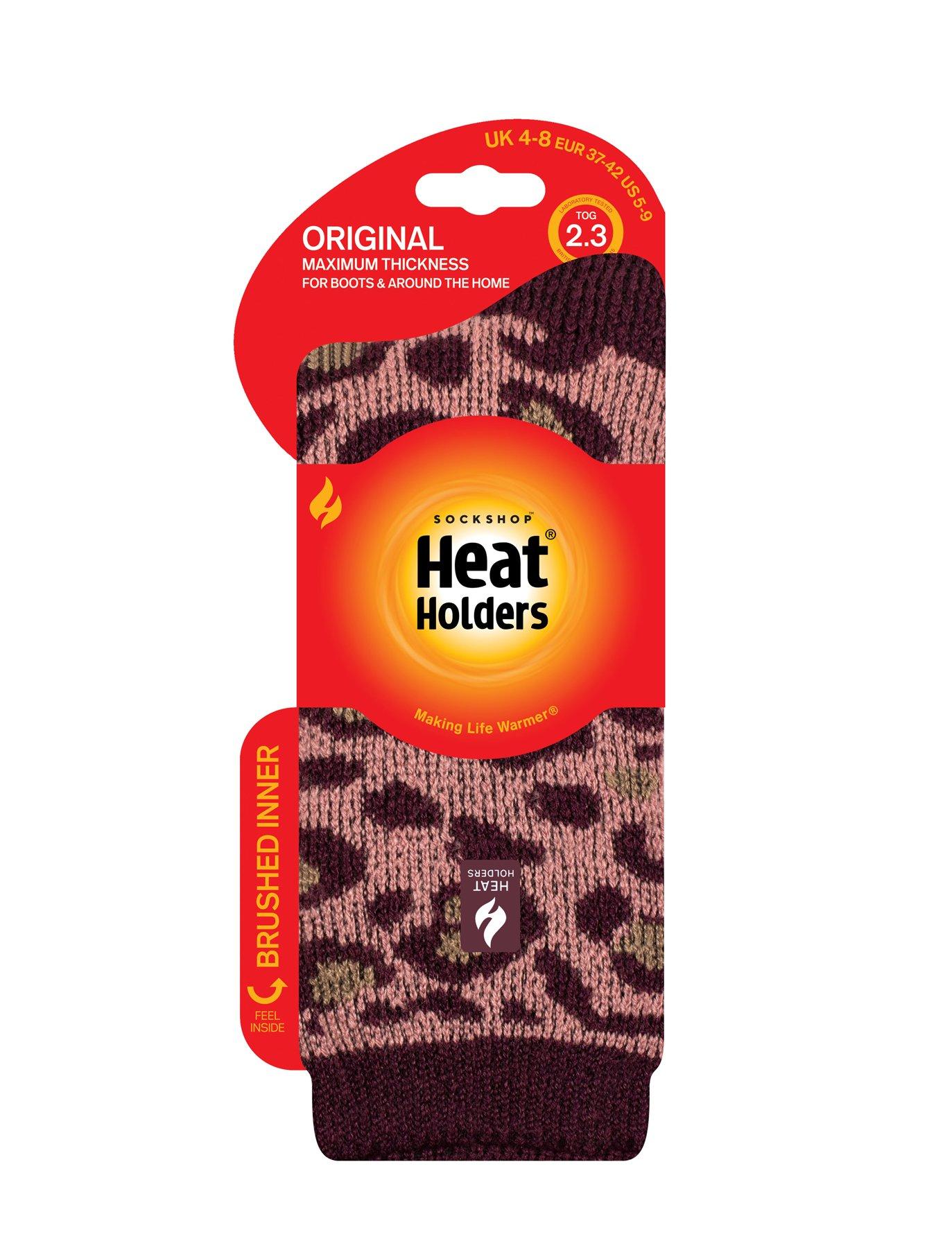 Image 3 of 3 of Heat Holders HEAT HOLDERS PAIR OF JACQUARD SOCKS - ANIMAL PRINT - CABERNET/MUTED CORAL