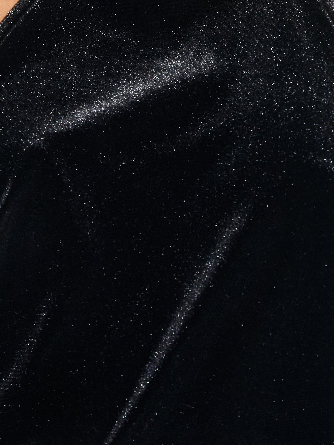 Image 6 of 6 of New Look Womens Halter Neck Velvet Jersey Top&nbsp;- Black