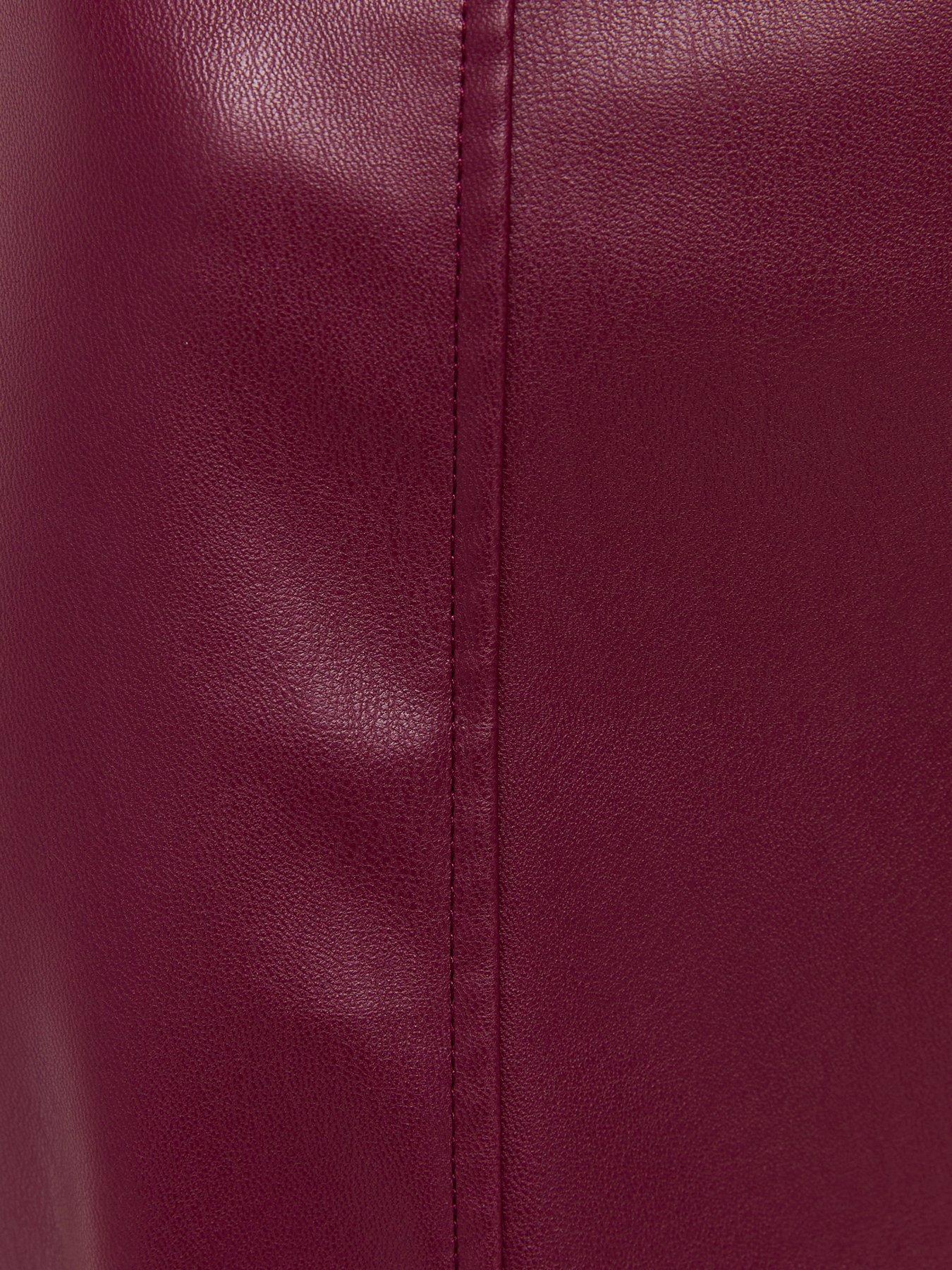 Image 5 of 5 of New Look Burgundy Faux Leather Mini Skirt - Red