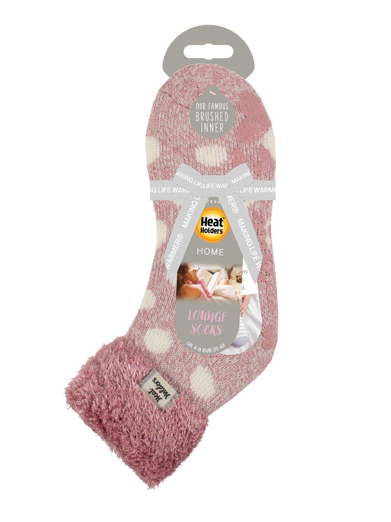 Image 2 of 2 of Heat Holders HEAT HOLDERS PAIR OF LOUNGE SOCKS - FEATHER ROSE BLUSH/CREAM TWIST