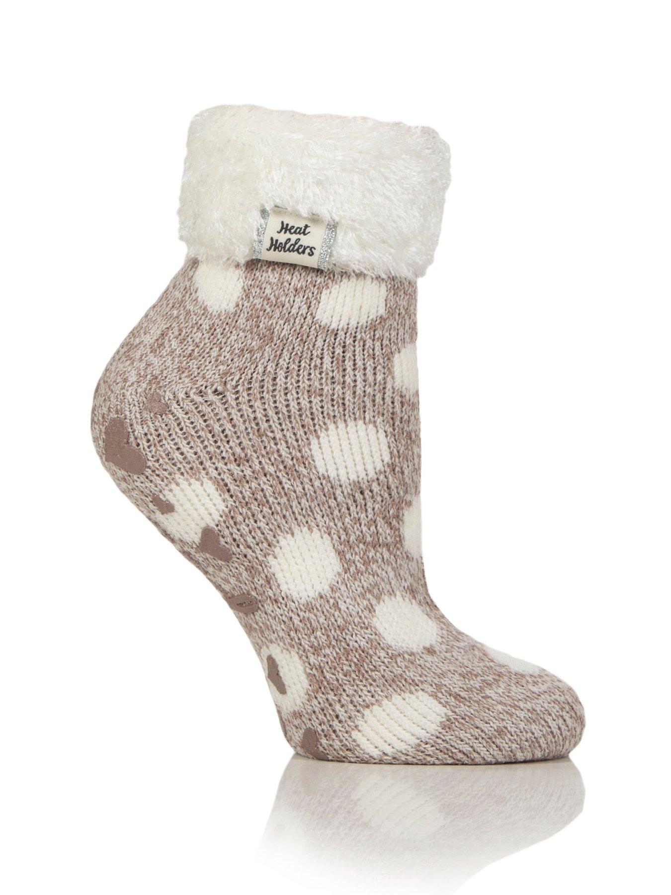 Image 1 of 2 of Heat Holders HEAT HOLDERS PAIR OF LOUNGE SOCKS - FEATHER DUSKY BROWN TWIST